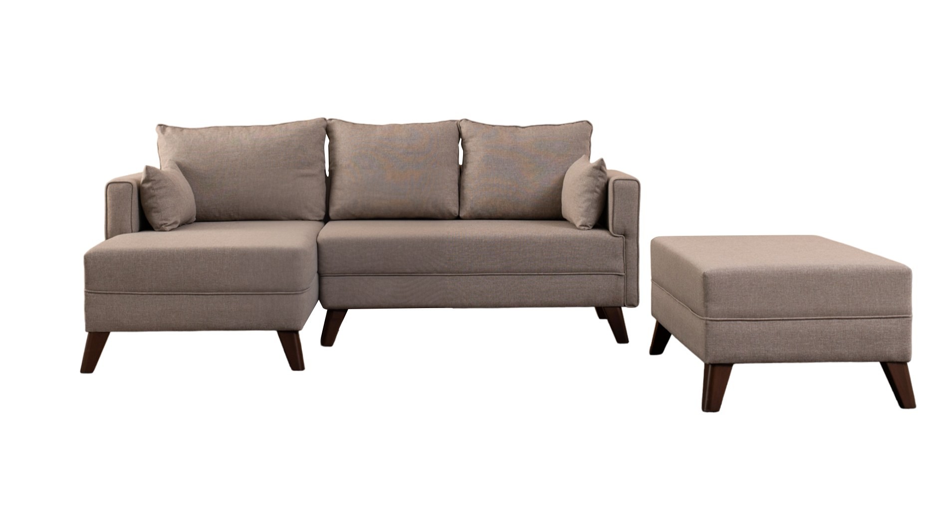 Bella Sofa Récamiere Links mit Hocker Creme