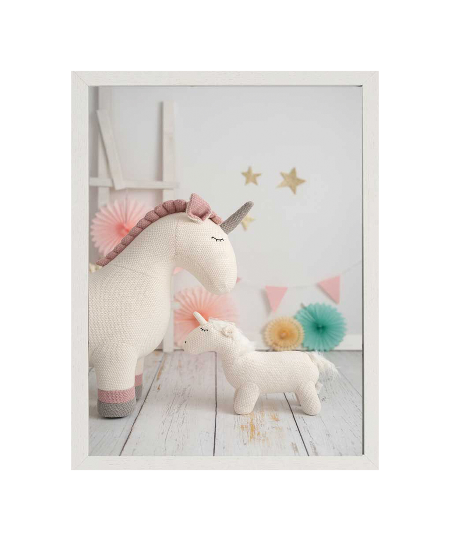 Kinderbild mit Rahmen Einhorn Mehrfarbig