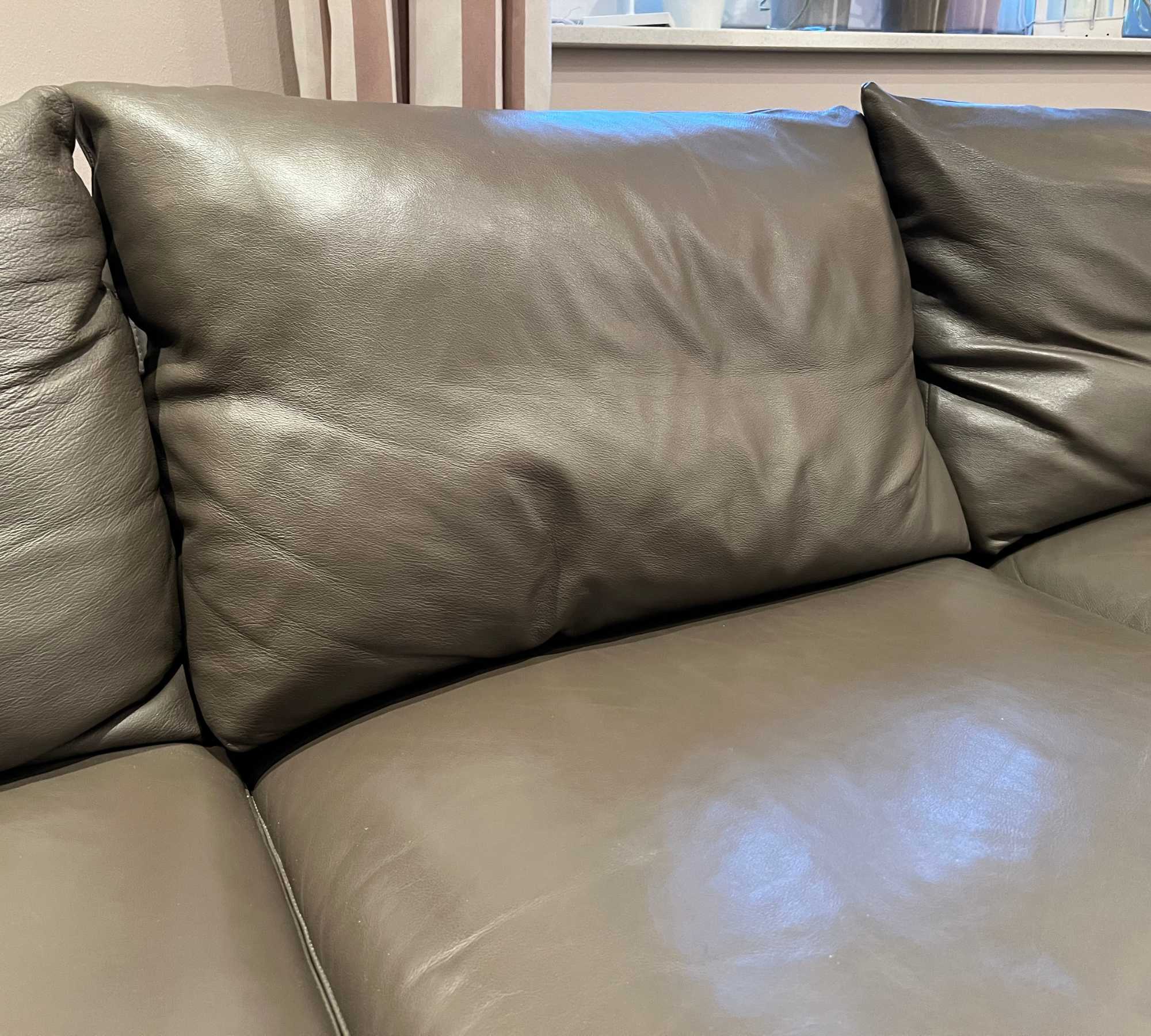 Ecksofa Leder Braun Khaki 