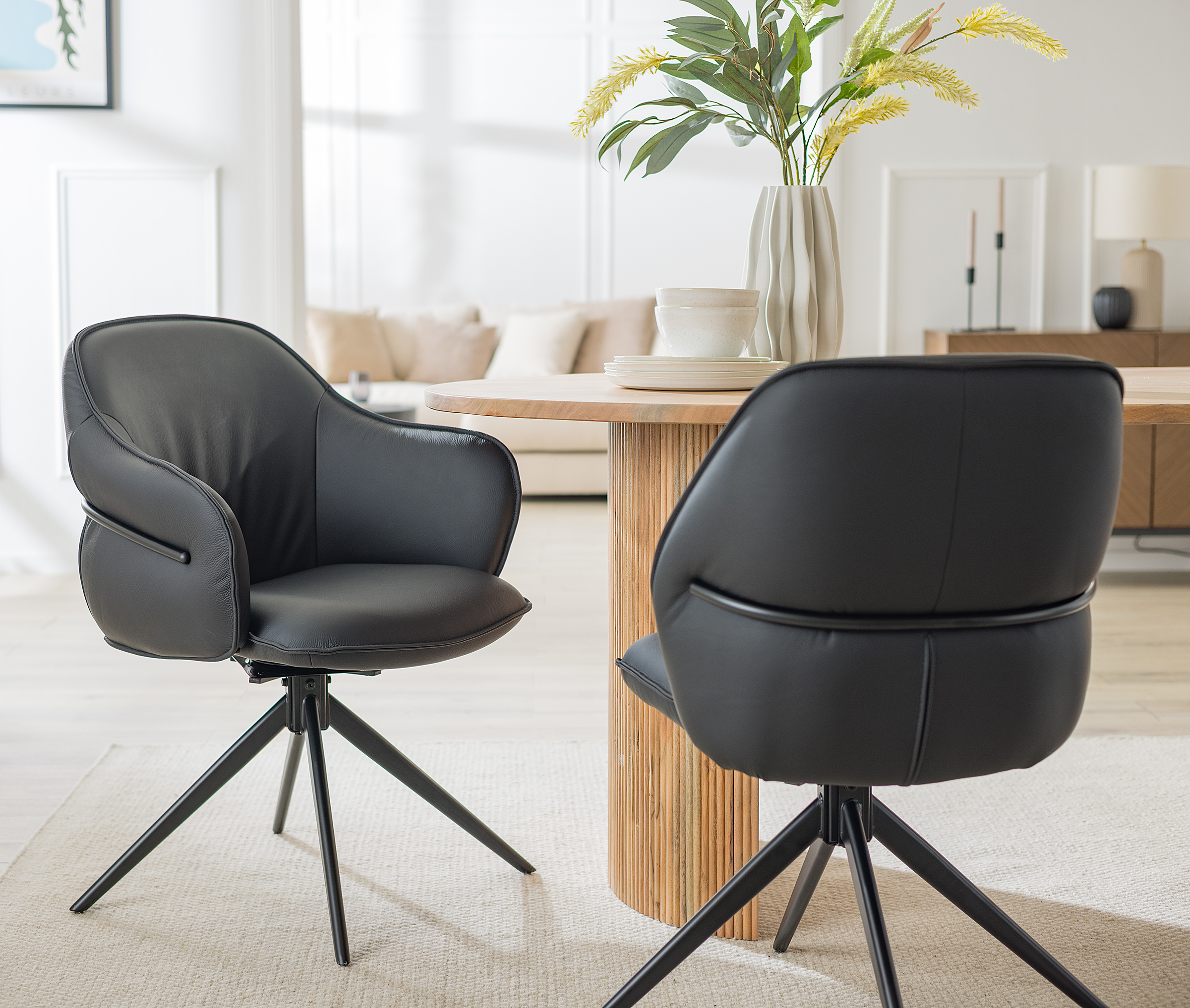 AOBAO Swivel Armchair Black