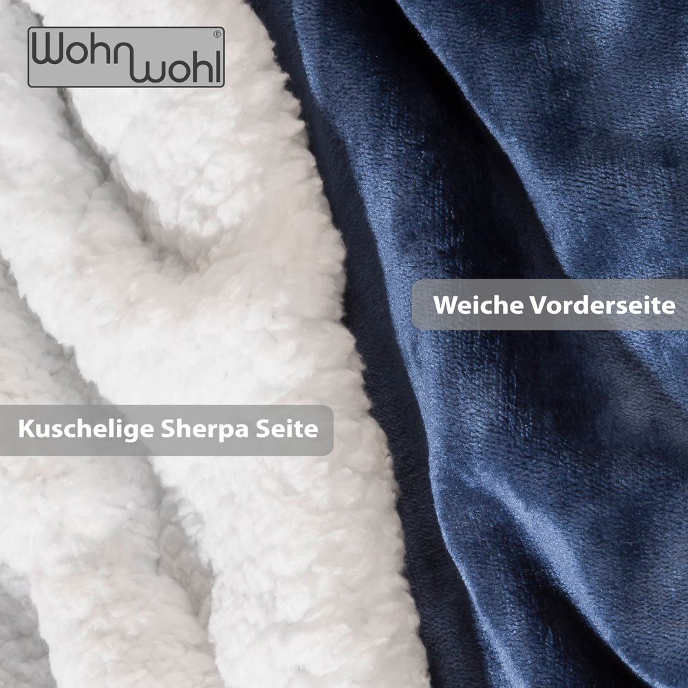 Wohndecke Sherpa Blau