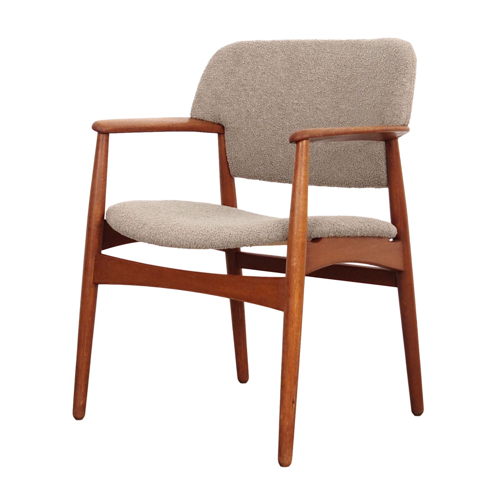 Vintage Stuhl Teakholz Textil Grau 1960er Jahre