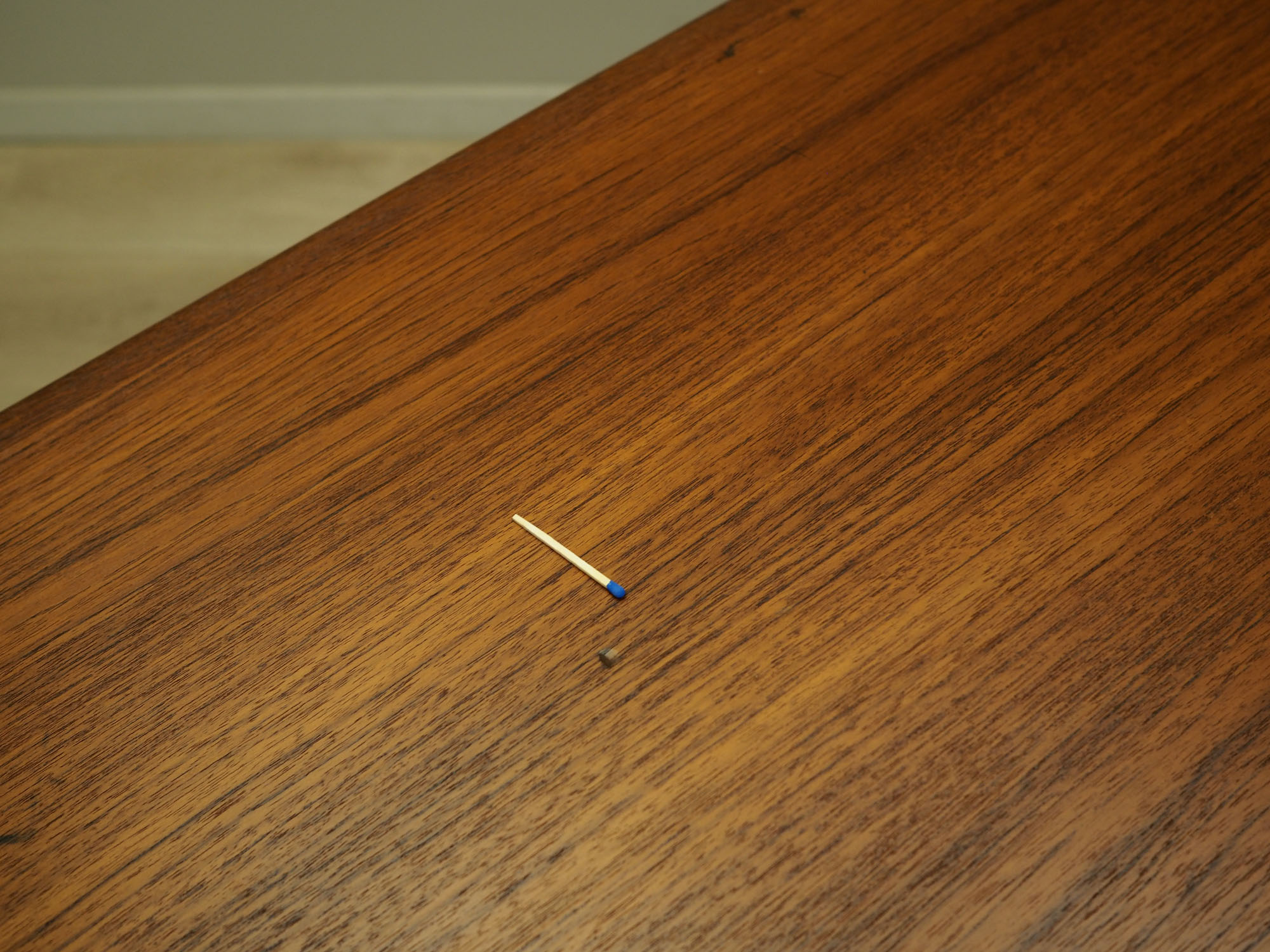 Teak desk wood veneer 1970s 