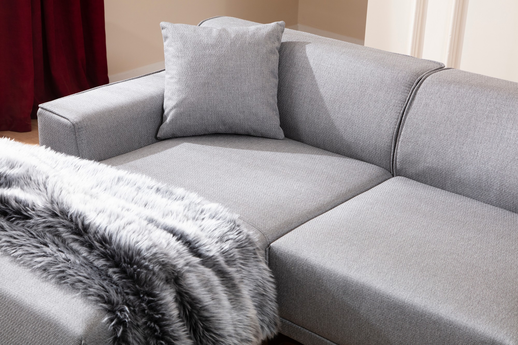 Petra L Corner Sofa Light Grey