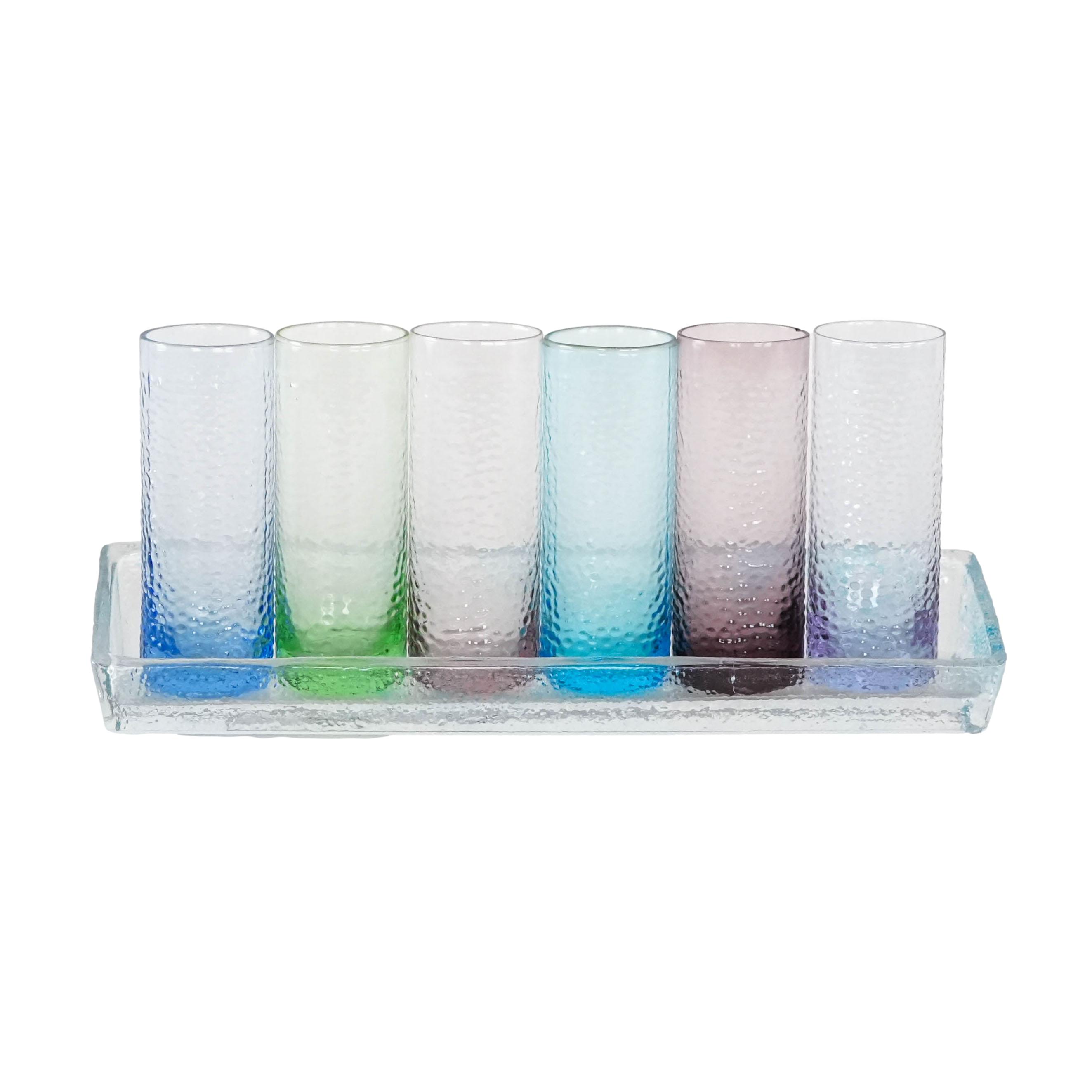 Gläser-Set mit Tablett Mehrfarbig 1970er Jahre