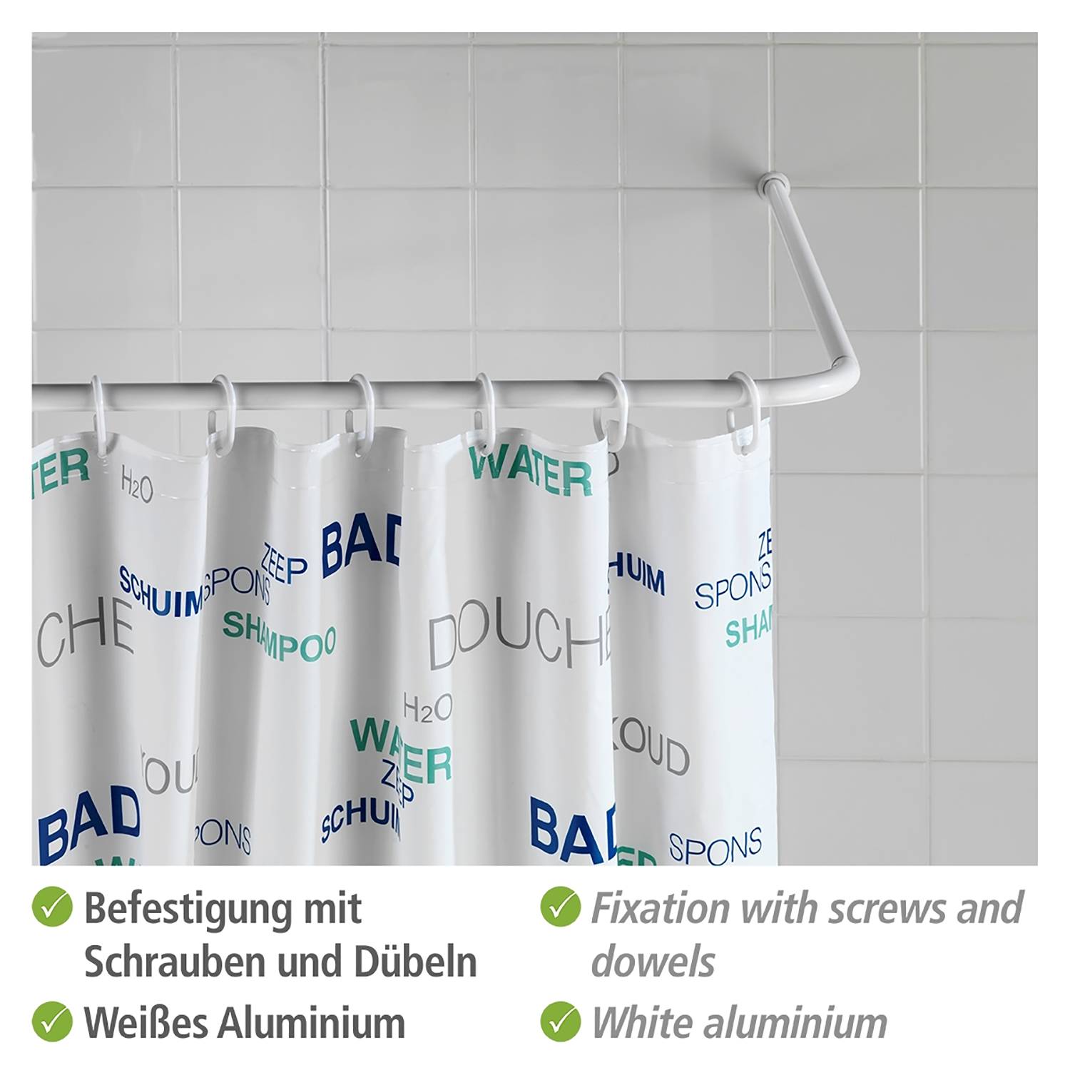 Winkelstange Universal Aluminium / ABS-Kunststoff Weiß