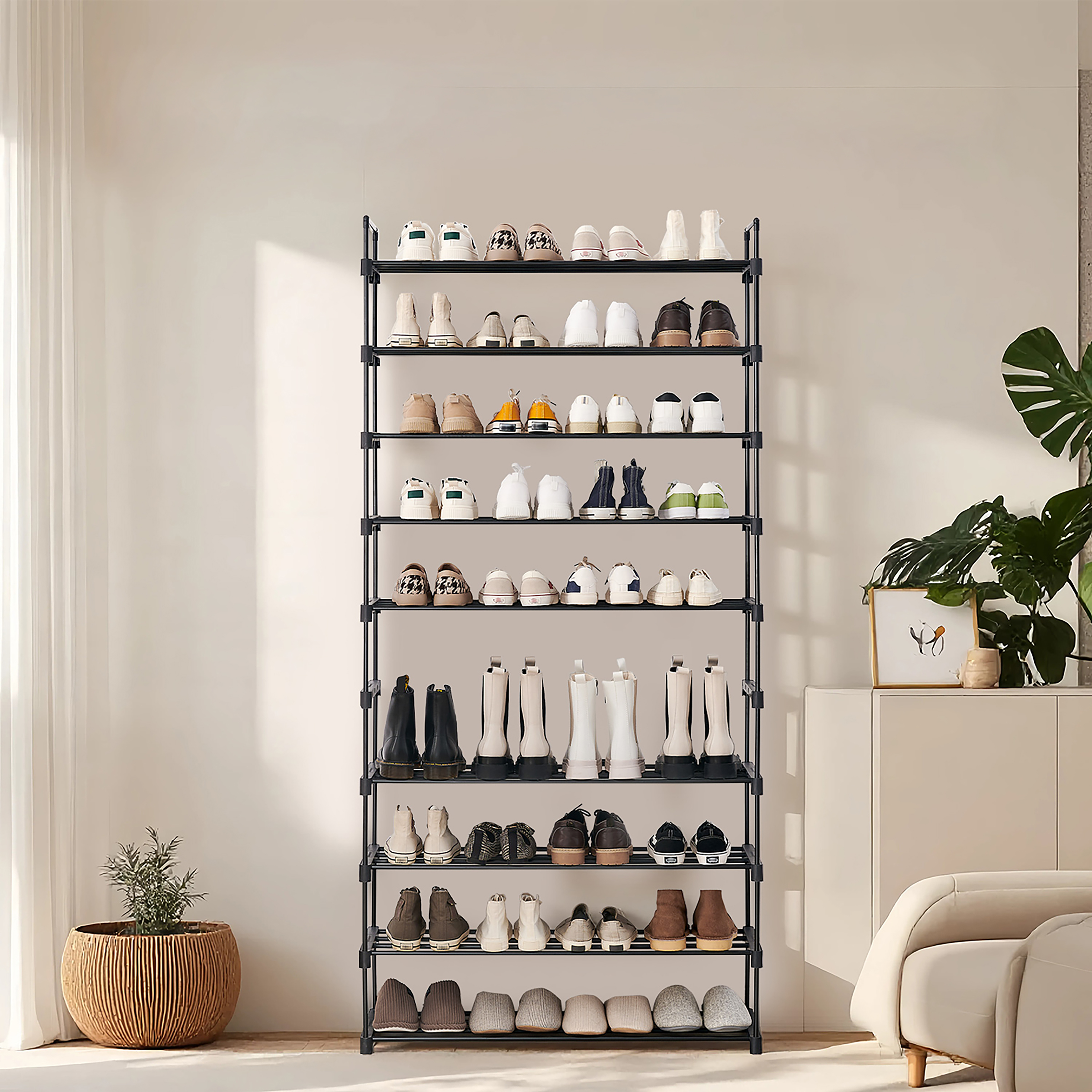 Hendren II Shoe Rack Metal Black 206 cm