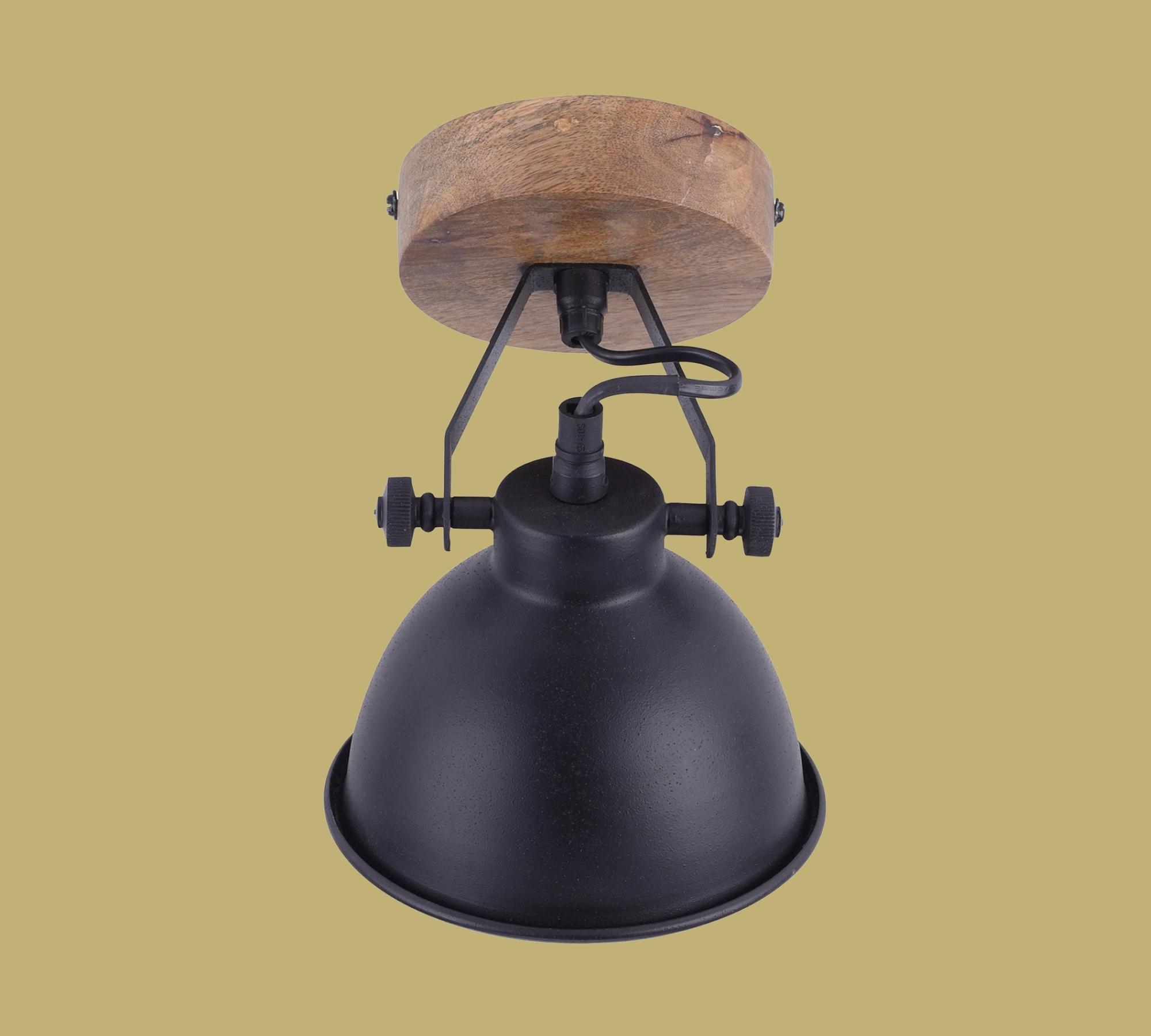 1-light wall lamp wood metal black