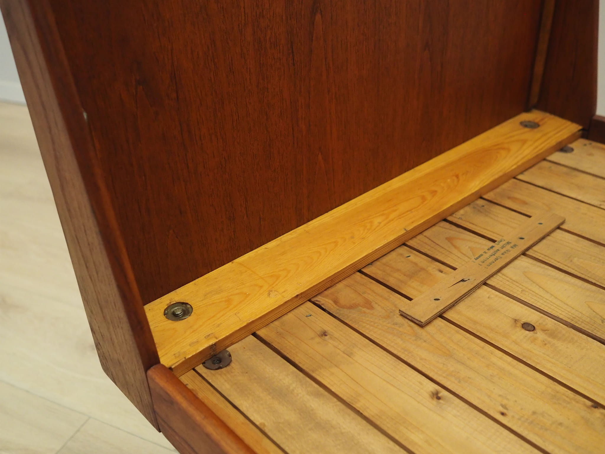Vintage Bett Teakholz Braun 1970er Jahre