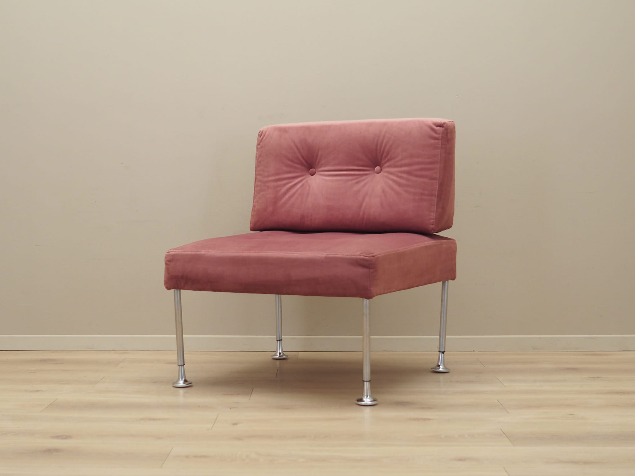 Vintage armchair velvet metal pink 1960s