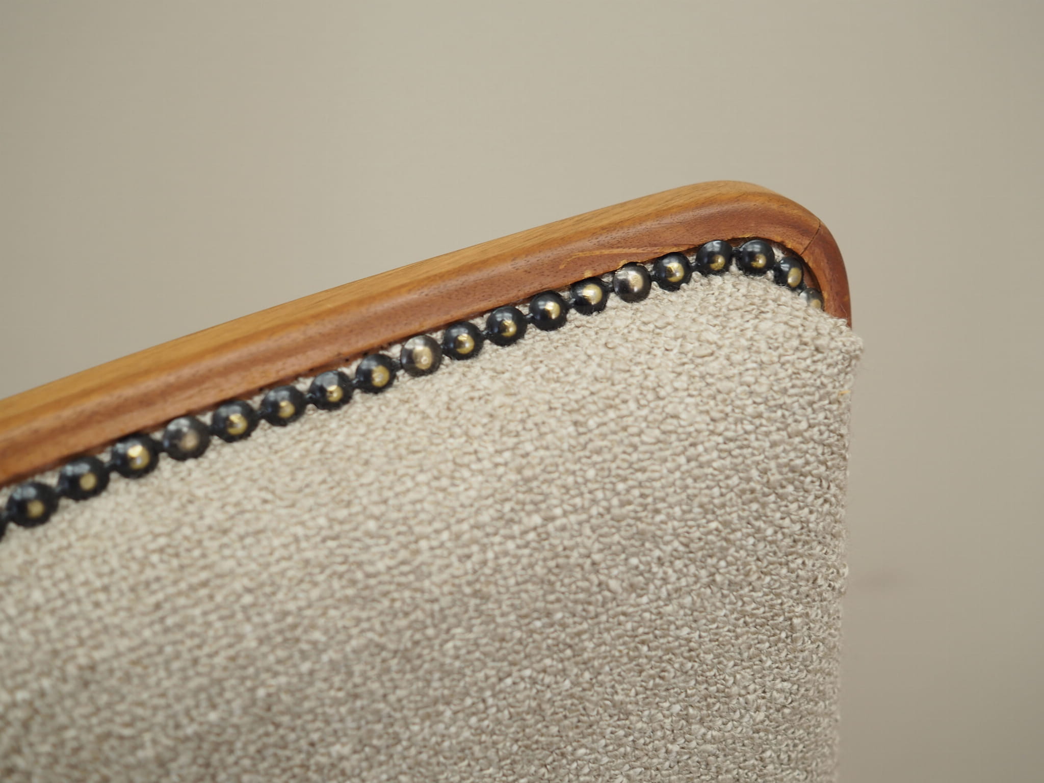 Vintage Chair Walnut Wood Textile Gray 1970s