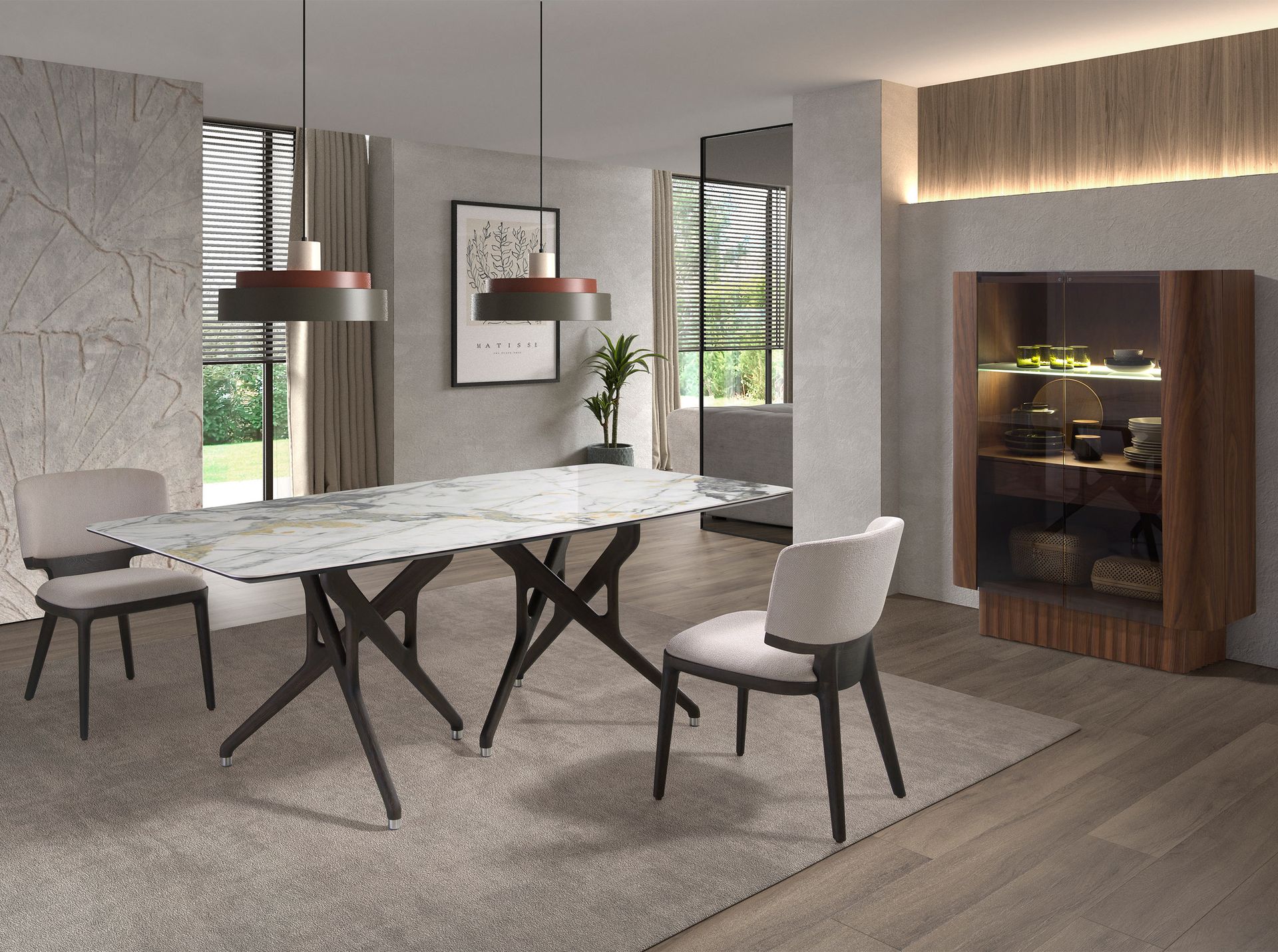 Sideboard aus Glas und Walnuss 3273