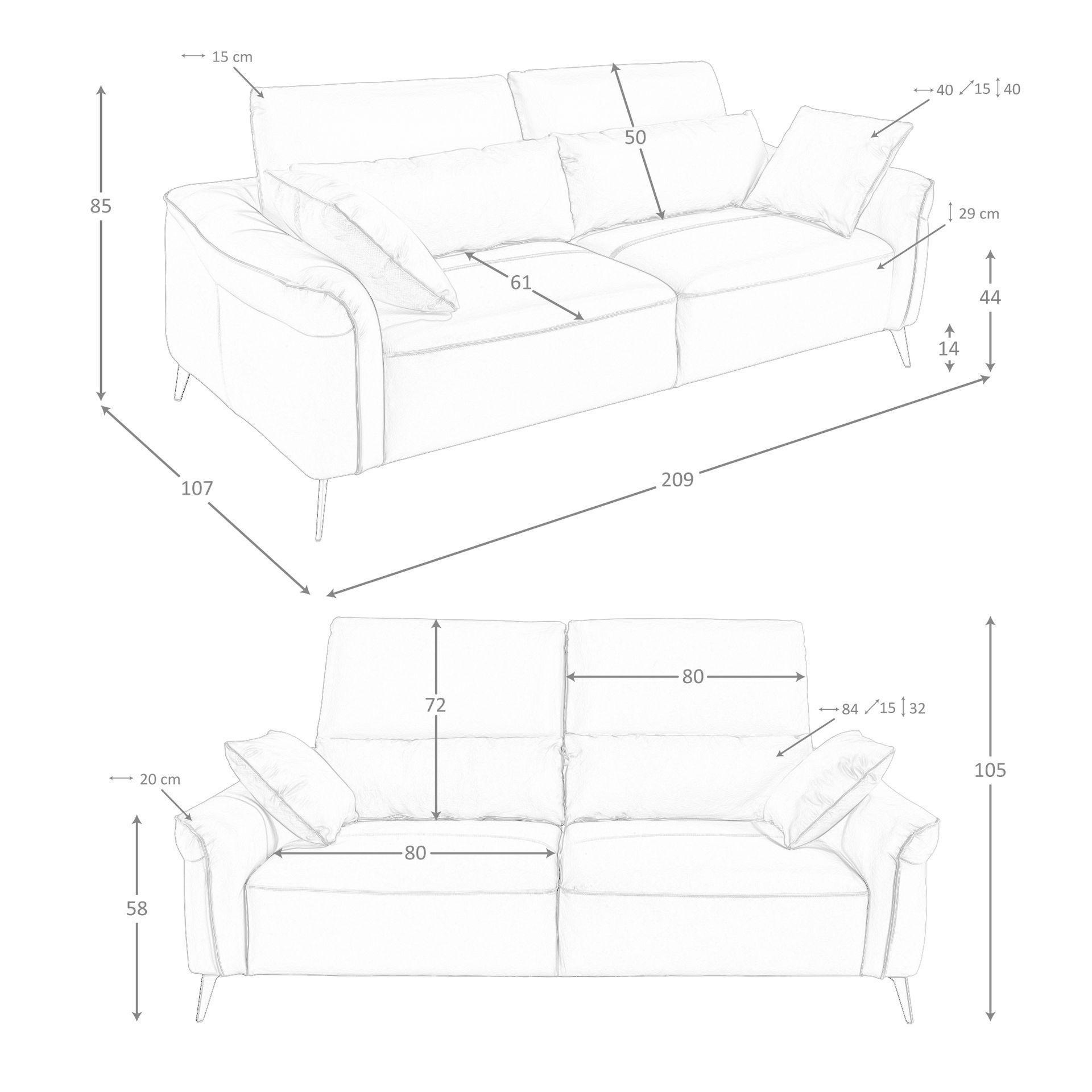 3-Sitzer Sofa braunes Leder 6208
