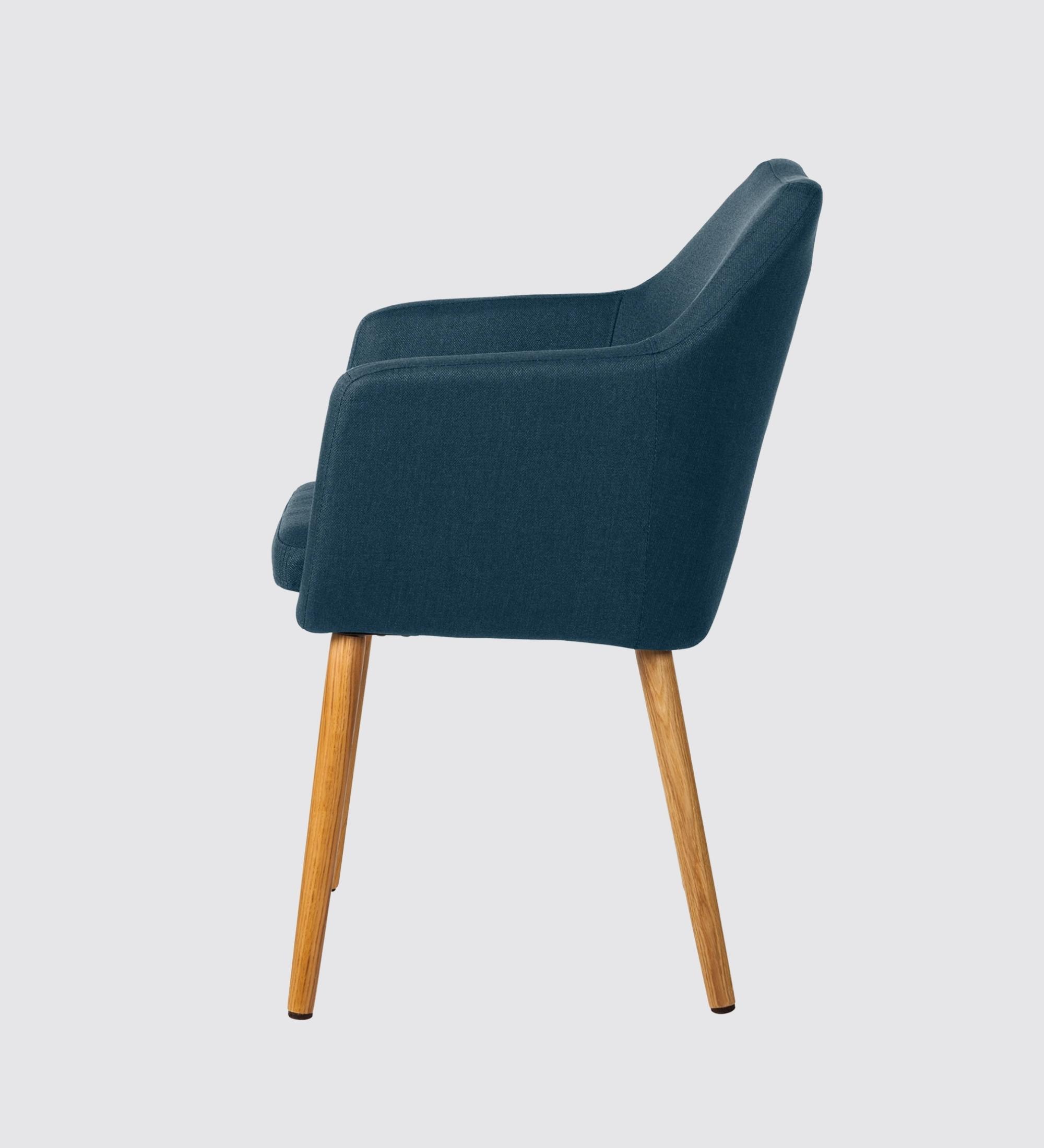 Armlehnstuhl Eiche Massiv Webstoff Jeansblau