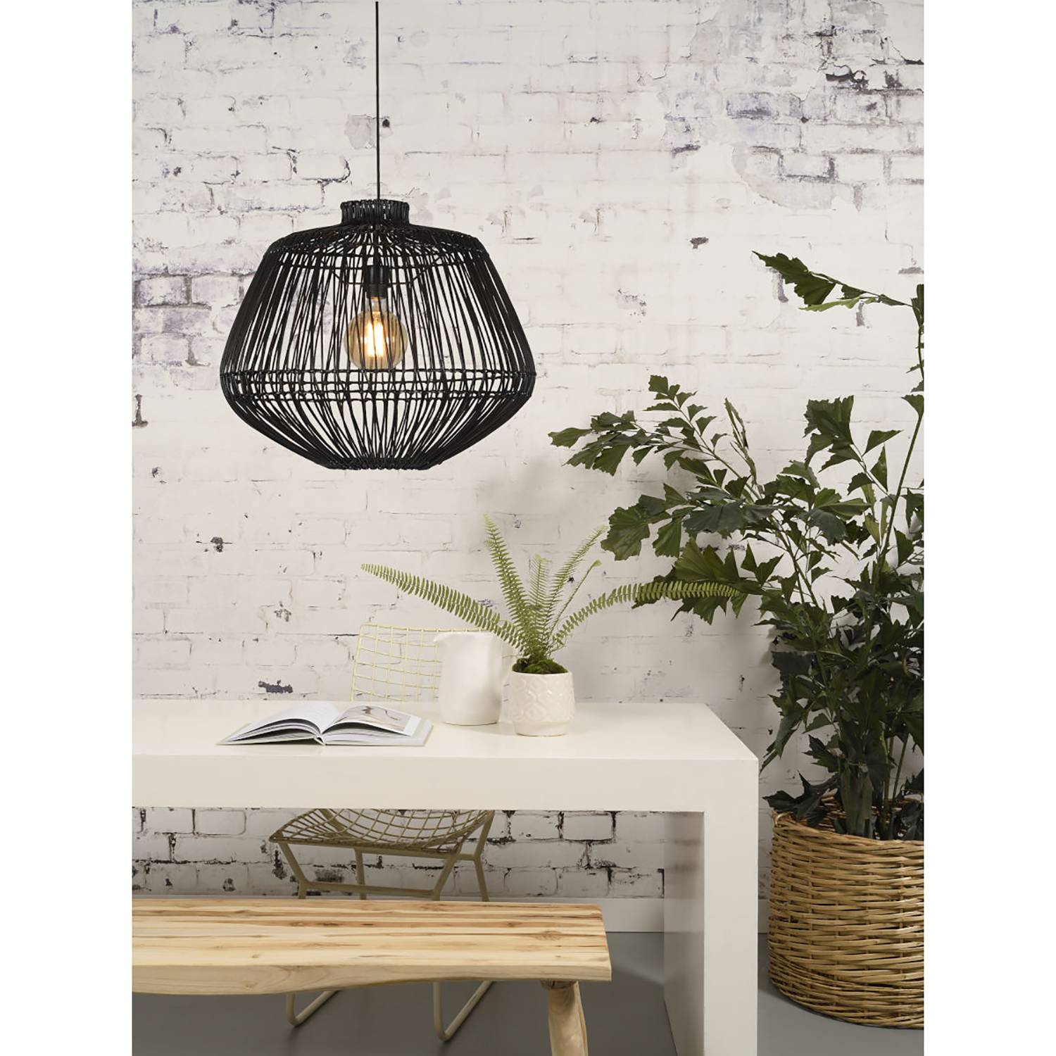 1-Flame Pendant Lamp Madagascar Bamboo Solid
