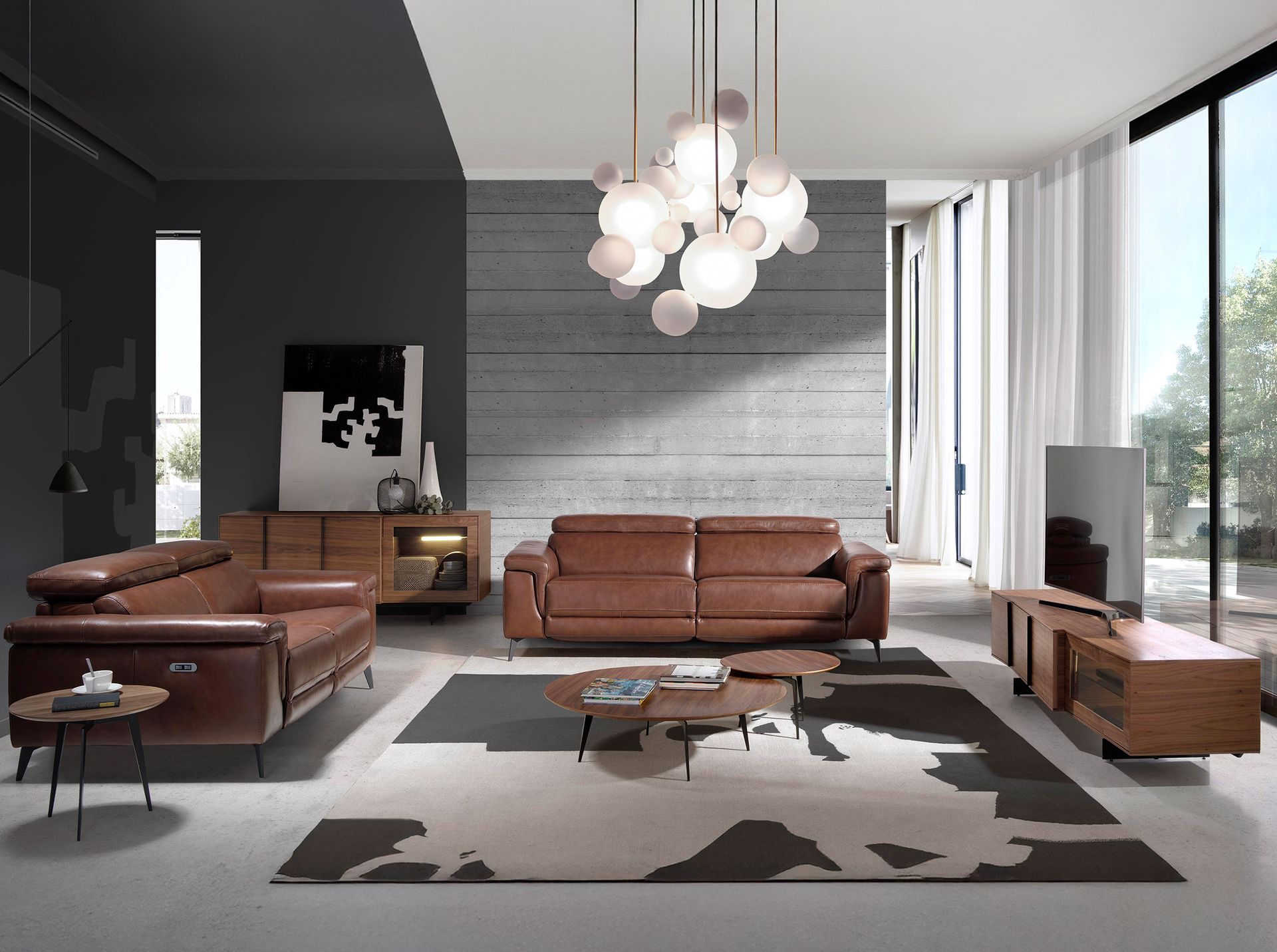 3 seater relaxation sofa in brown leather 6117