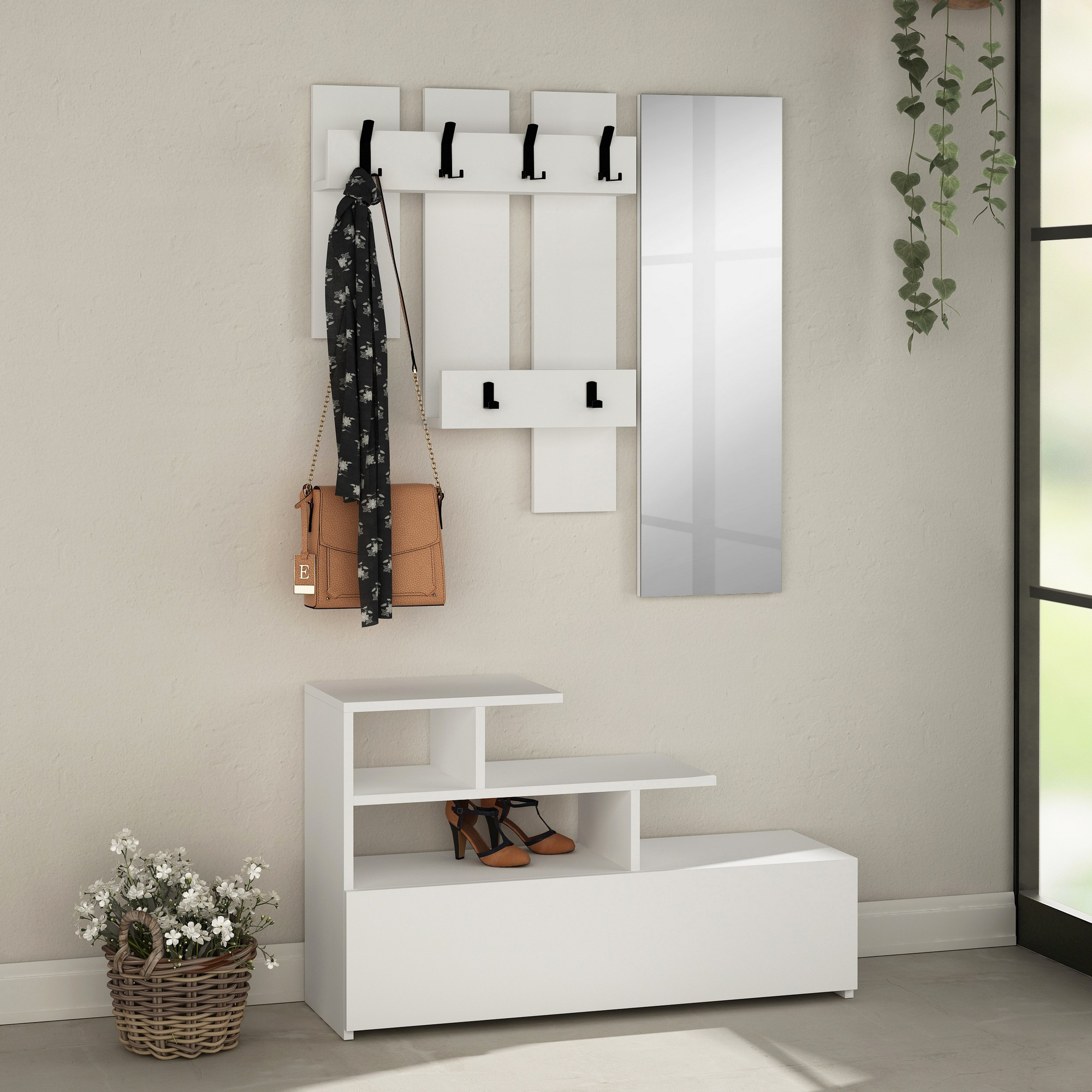 Vesty Garderobe mit Schuhschrank Weiß 100cm x 61cm