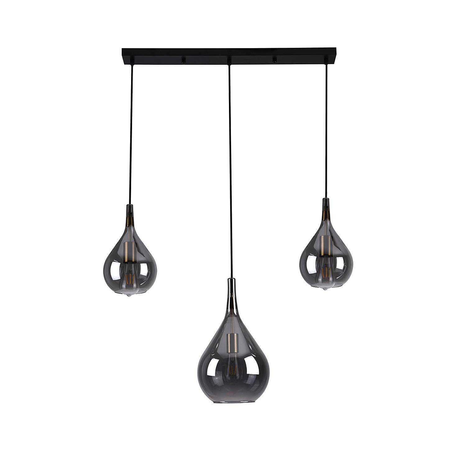 Pendant Light Gota Type B 3-Light Smoked Glass Iron