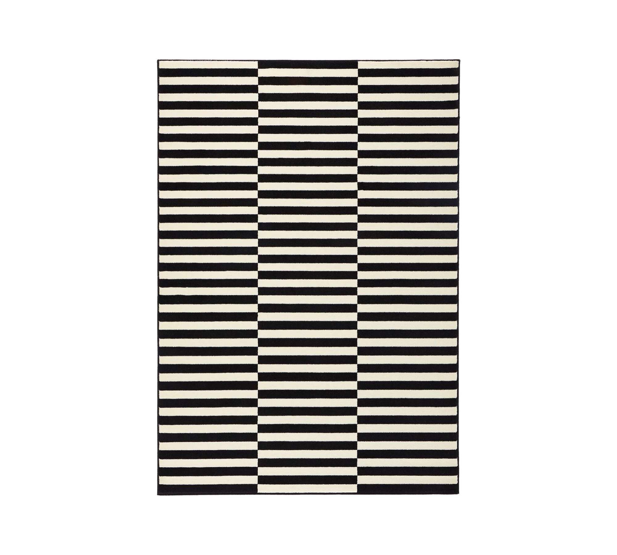 Teppich Textil Schwarz Gestreift