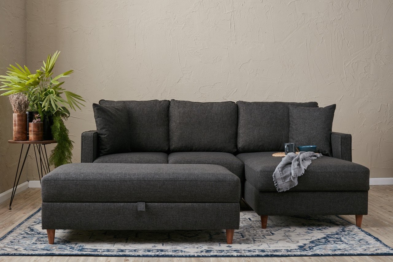 Sofa Récamiere Rechts Textil Anthrazit