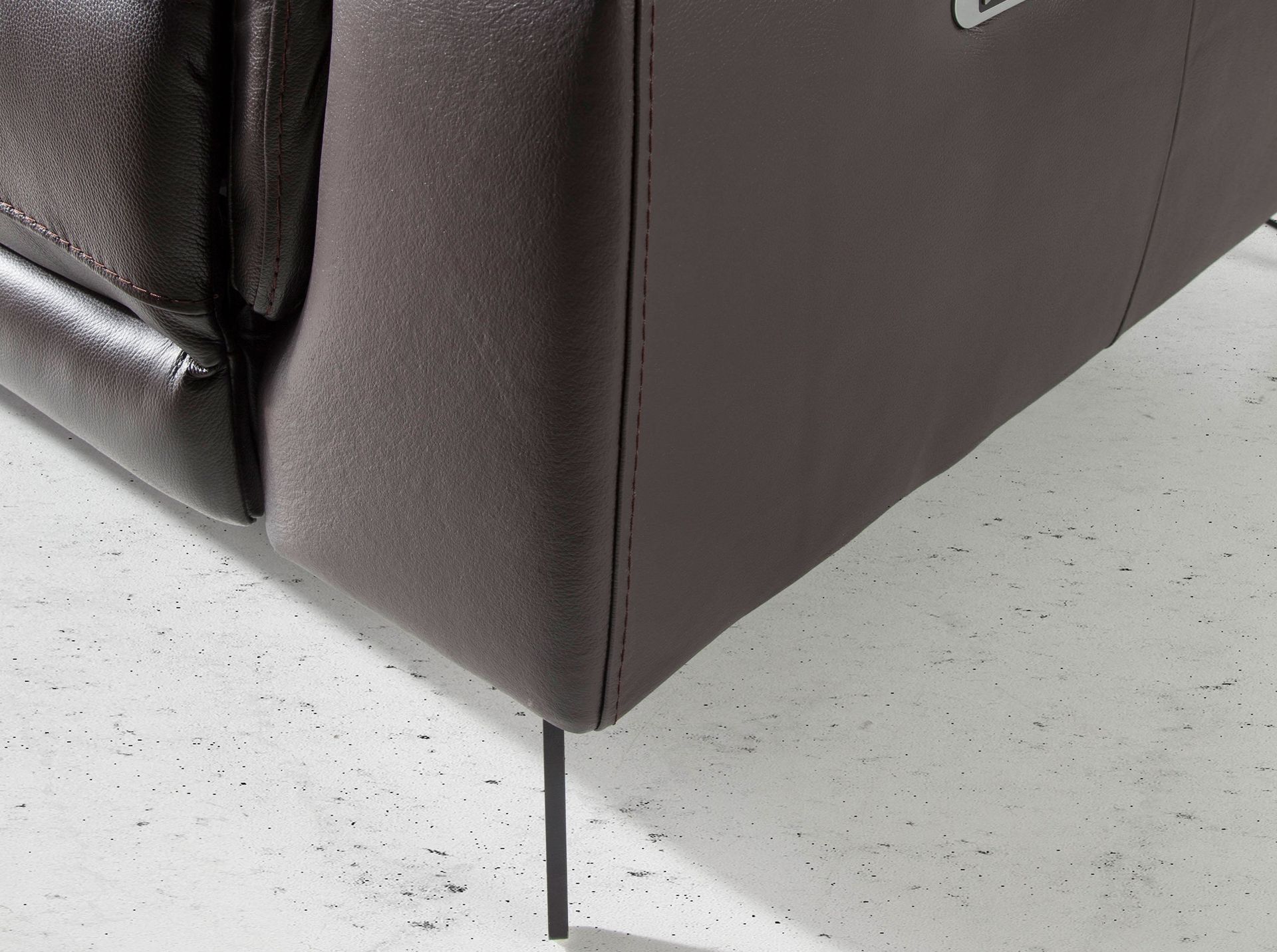 Sofa 2-seater with relax function leather chocolate brown