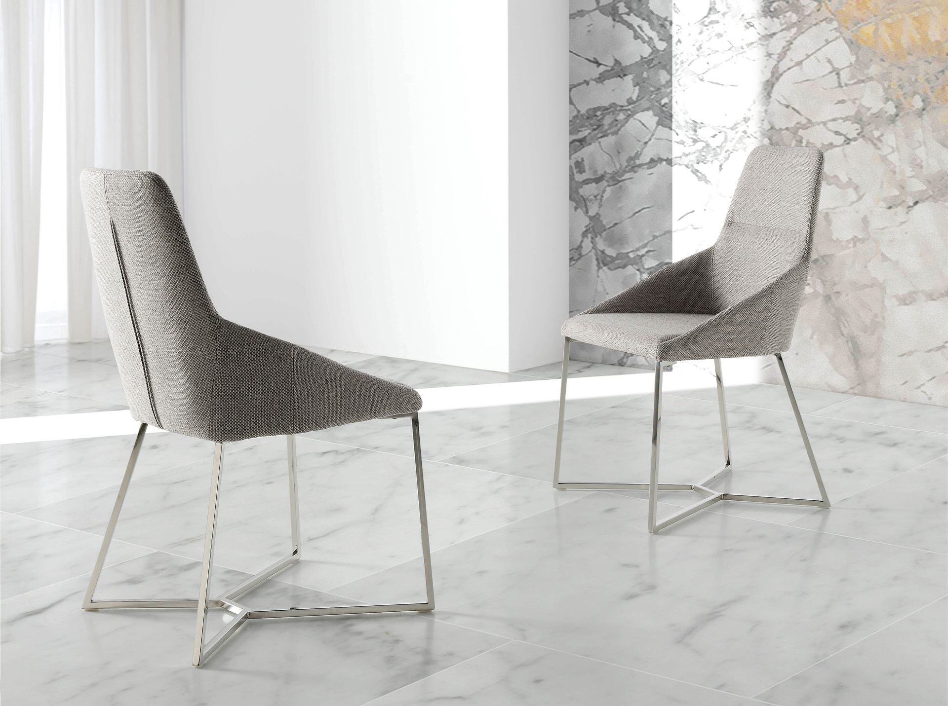 Dining chair stainless steel gray