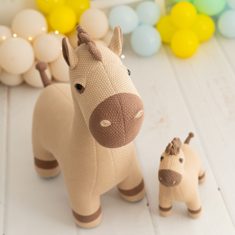 Pferd Maxi & Pferd Mini Plüschtier Baumwolle Braun