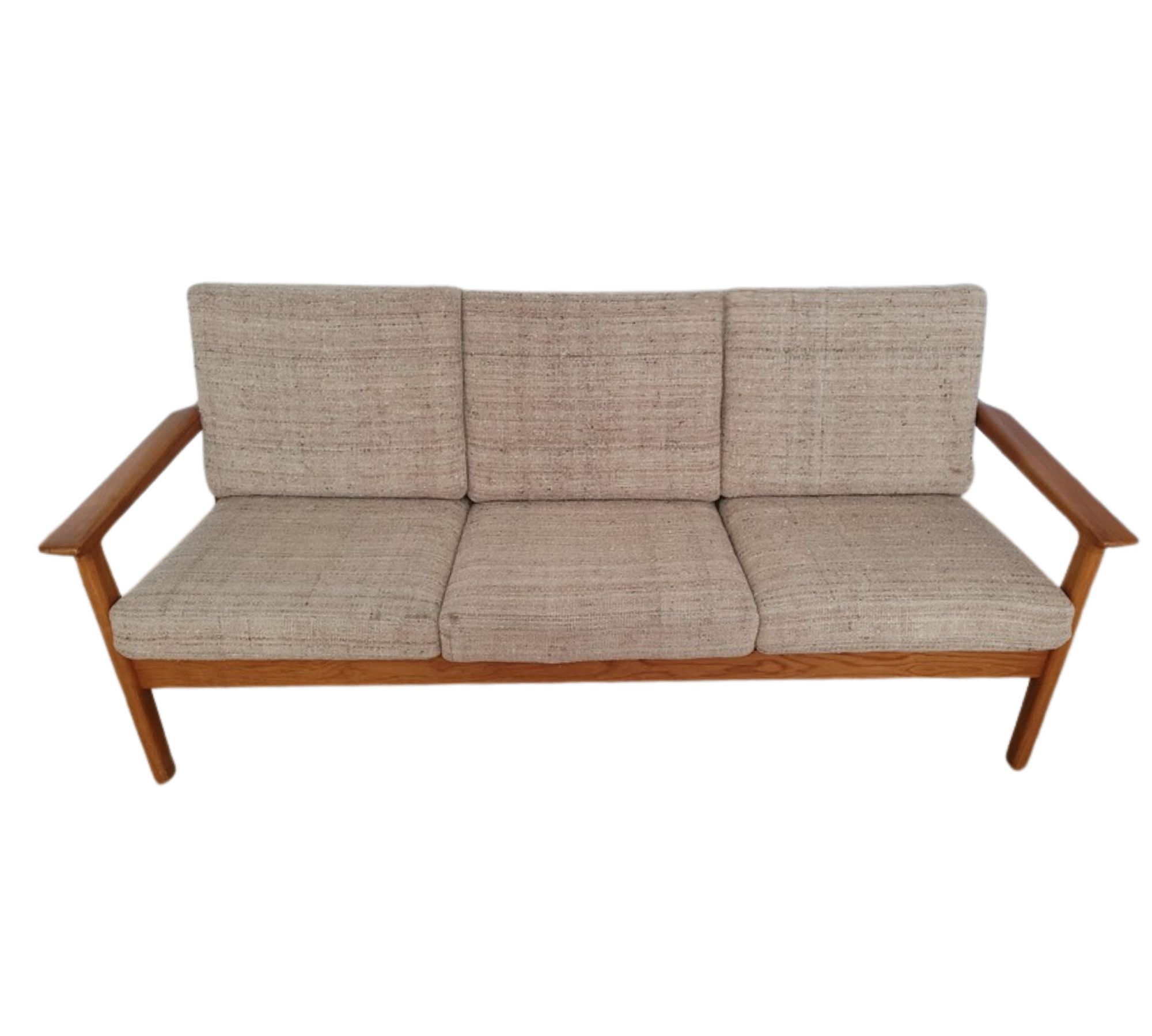 Vintage Sofa Hans J. Wegner Holz Baumwolle Braun 60er Jahre