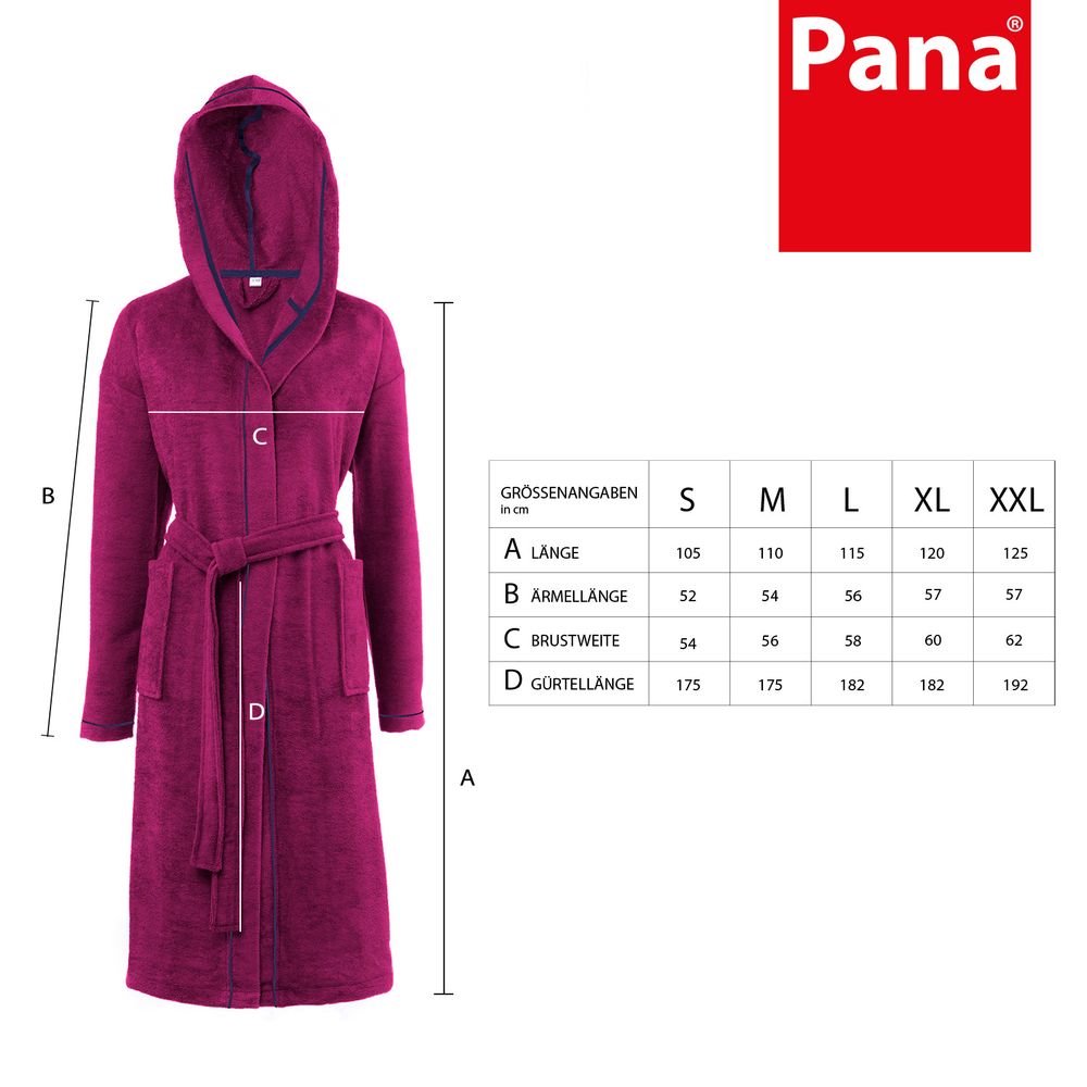 Unisex Baumwoll-Bademantel mit Kapuze Beere Medium