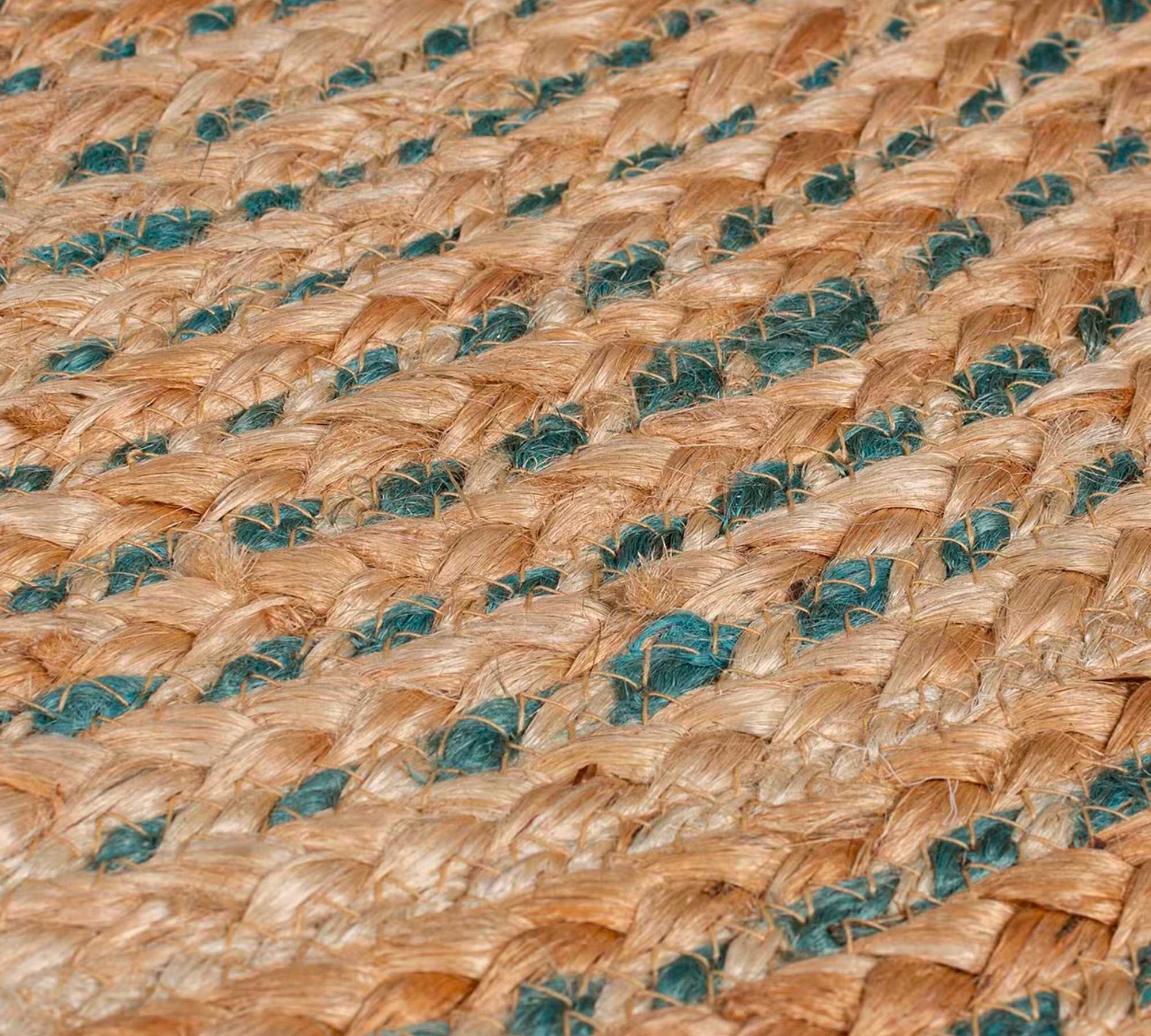 Capri Teppich Jute Natur Blau 133 x 133 cm