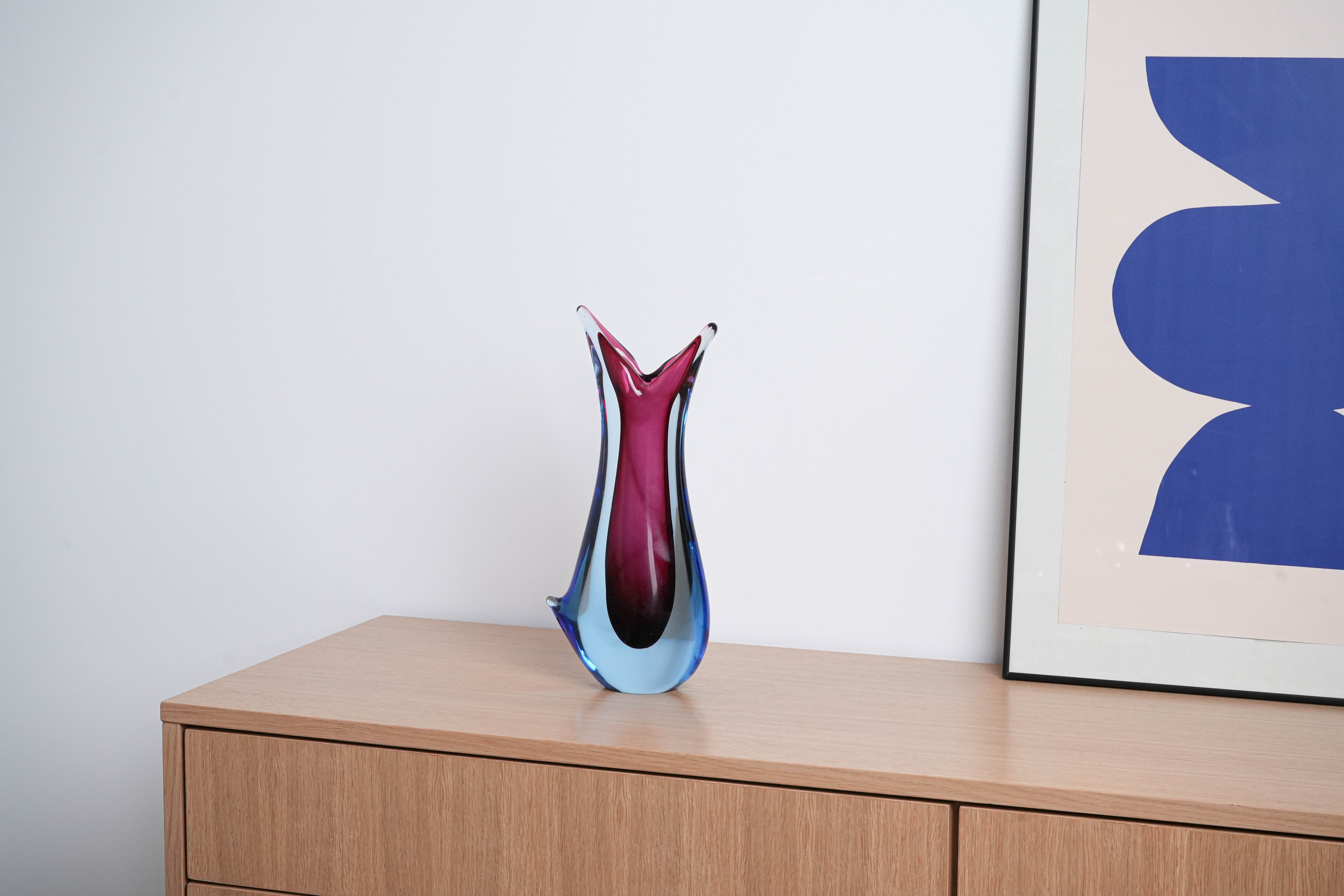 Vase Murano glass Blue 1960s