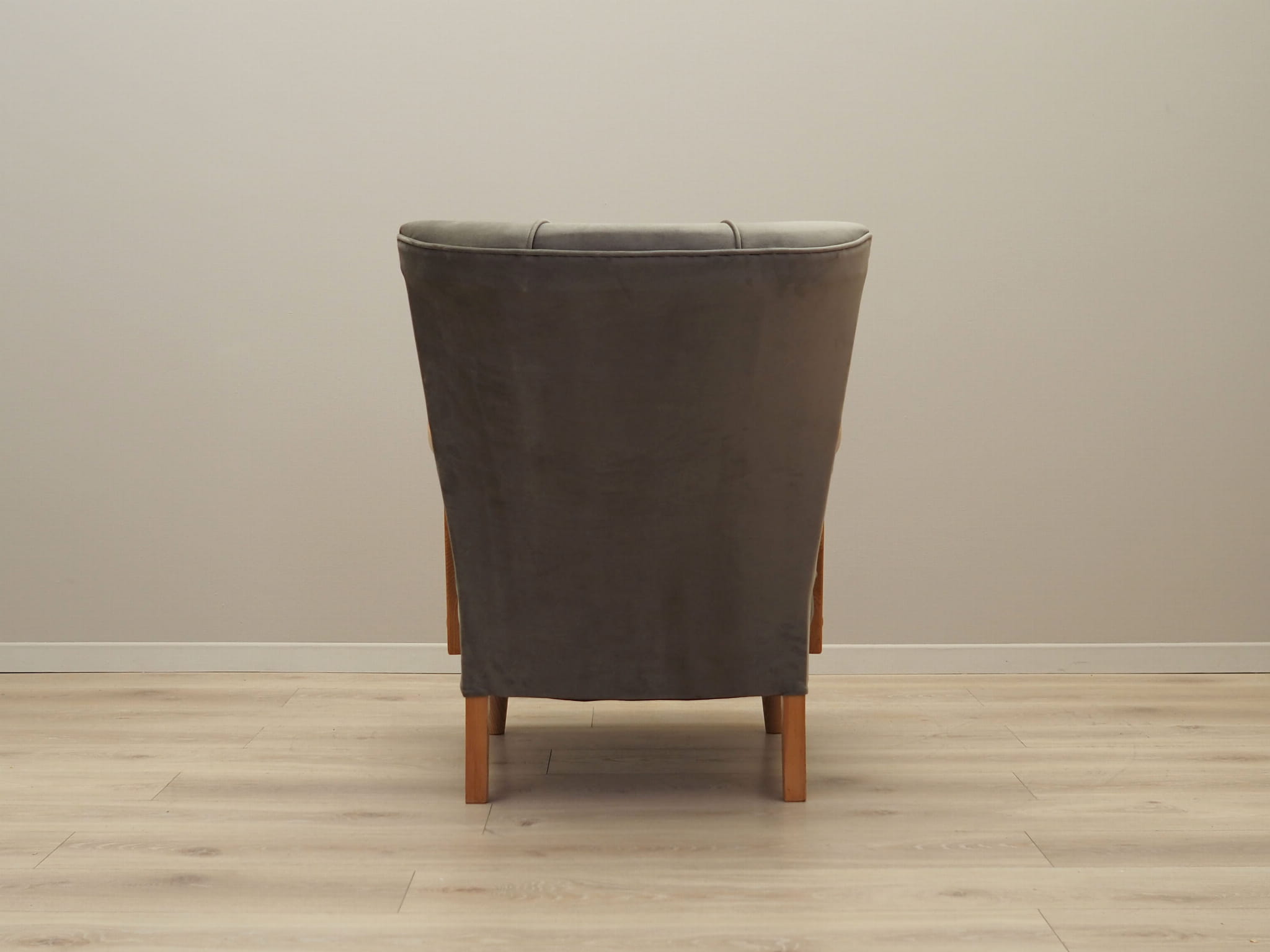Vintage armchair beech wood velvet grey 1960s
