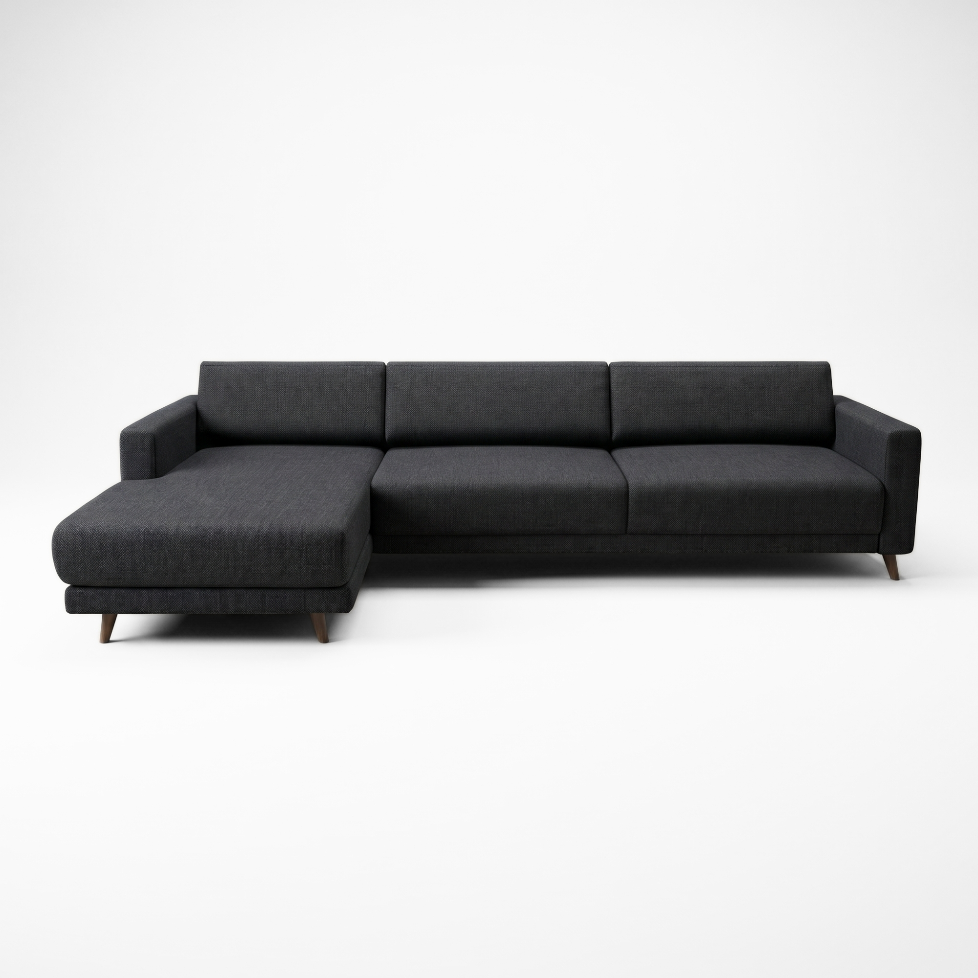 Tyme Corner Sofa Chaise Lounge Left Structured Fabric Night Black