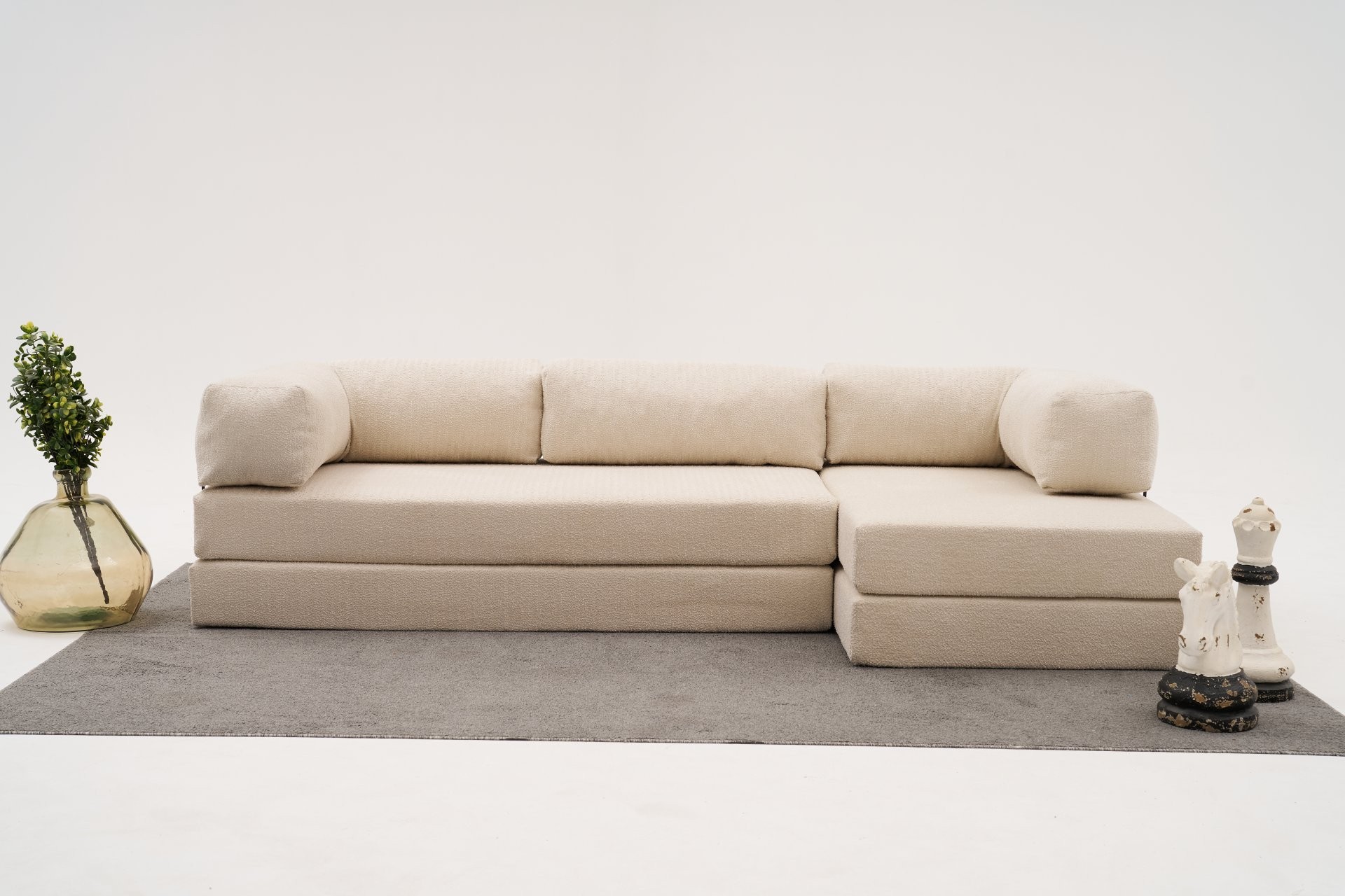 Comfort Schlafsofa Récamiere Rechts Creme