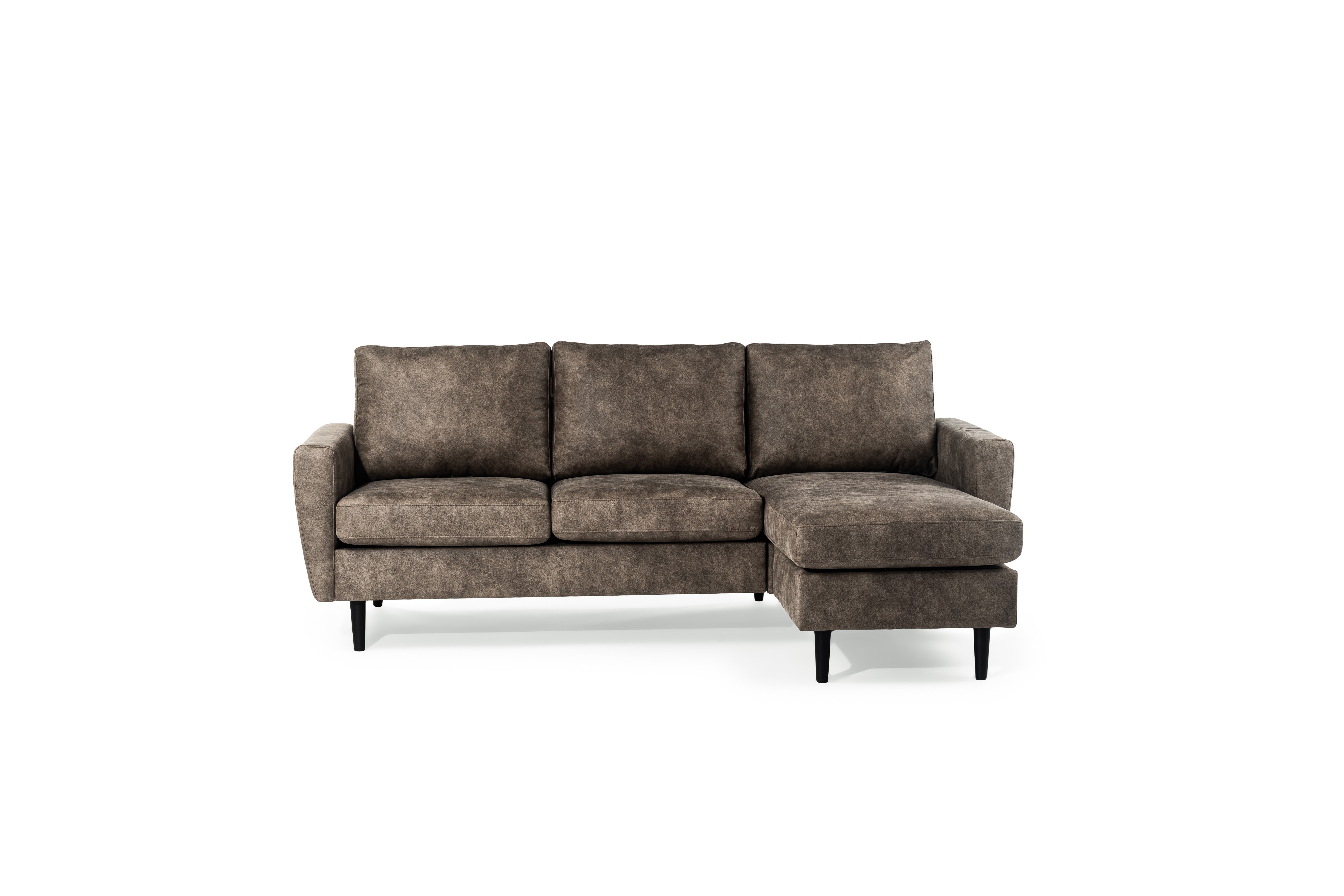 Sofa 3-Sitzer Chaiselongue Links Rechts Stoff Braun