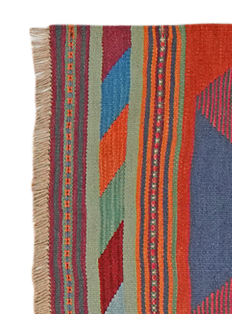 Kilim Gashgai Teppich Blau Rot