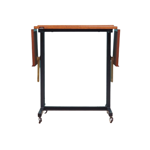 Vintage Table Wood Metal Brown 1970s