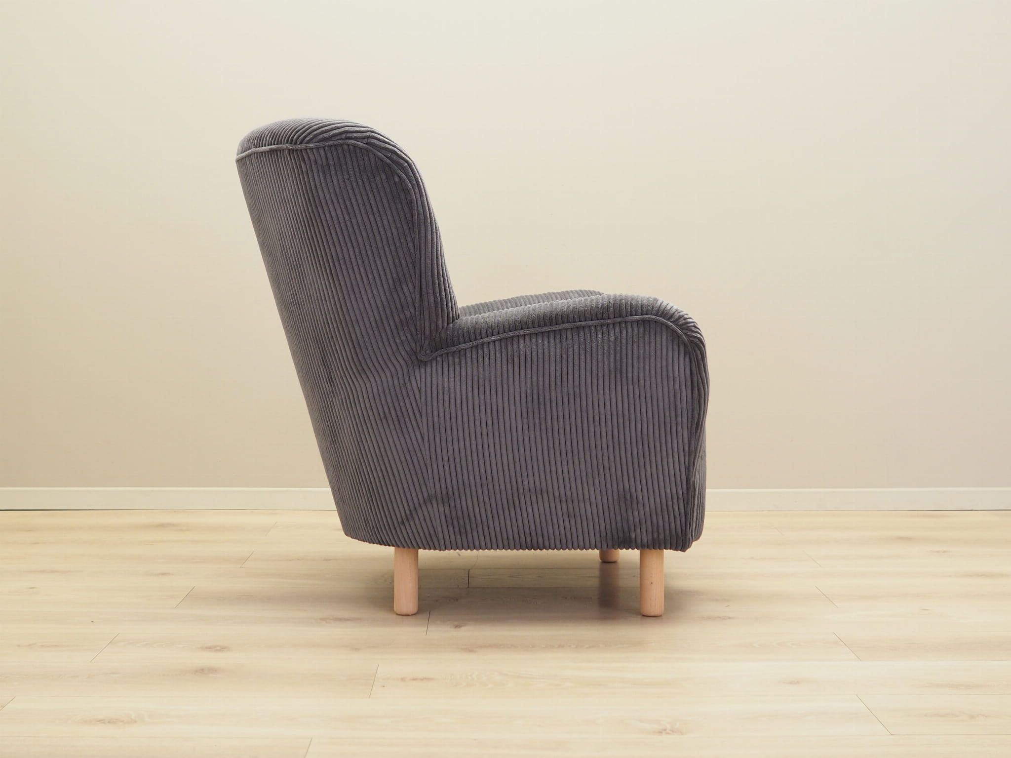 Sessel Samt Holz Grau