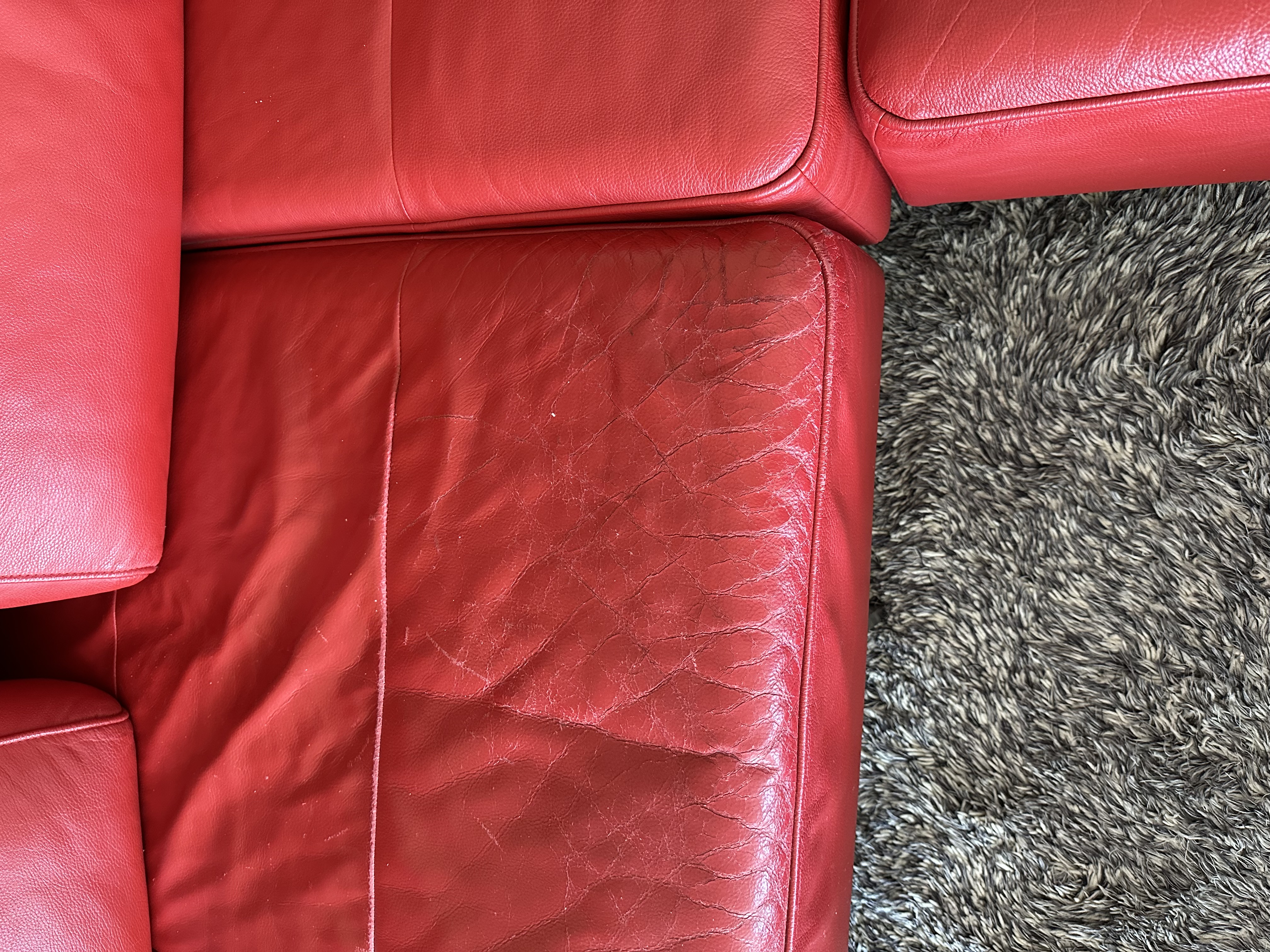 Corner Sofa Dono Leather Red
