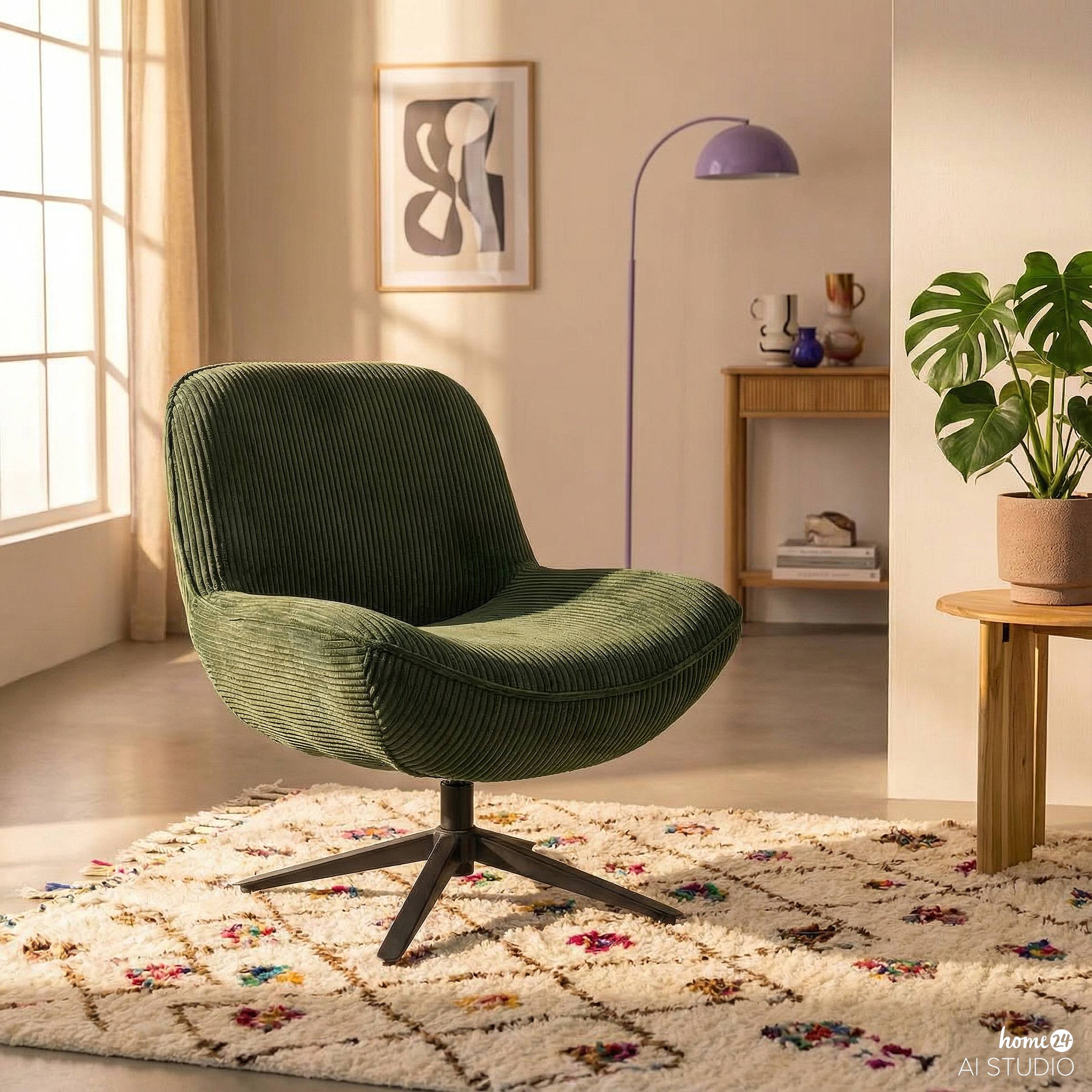 Neben Drehsessel Cordstoff Dunkelgrün