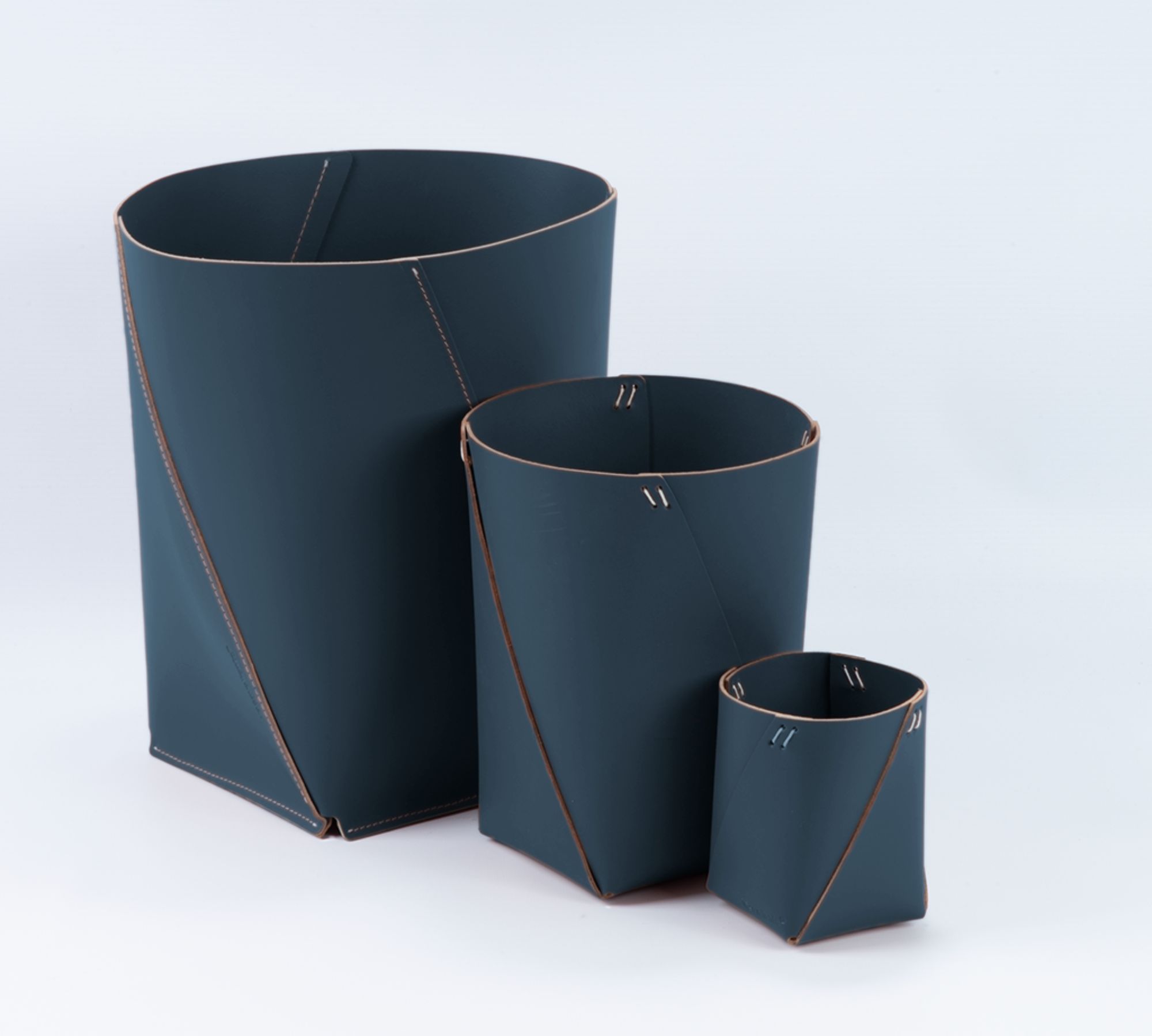 Stiftehalter 100% Recyceltes Leder Blau