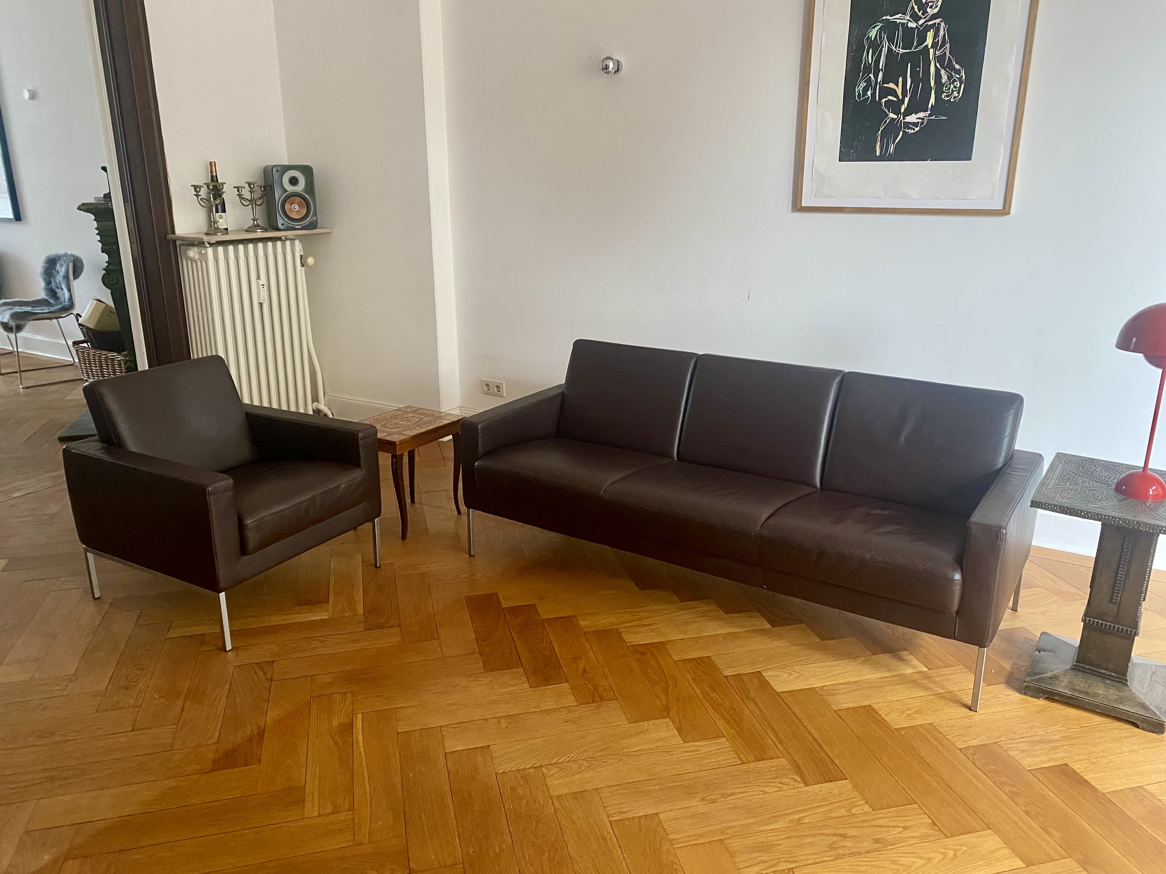 Jason Sofa 3-Sitzer & Sessel Leder Braun