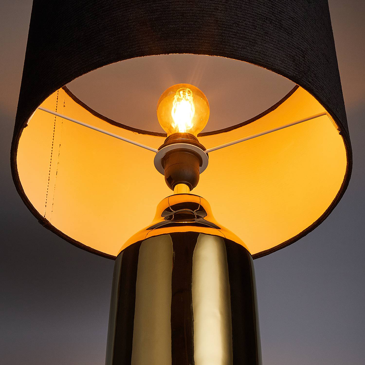 Table lamp FRONT ROW Ceramic Textile Black Gold