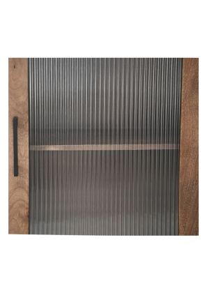 Vitrine mit Tür Mangoholz Glas