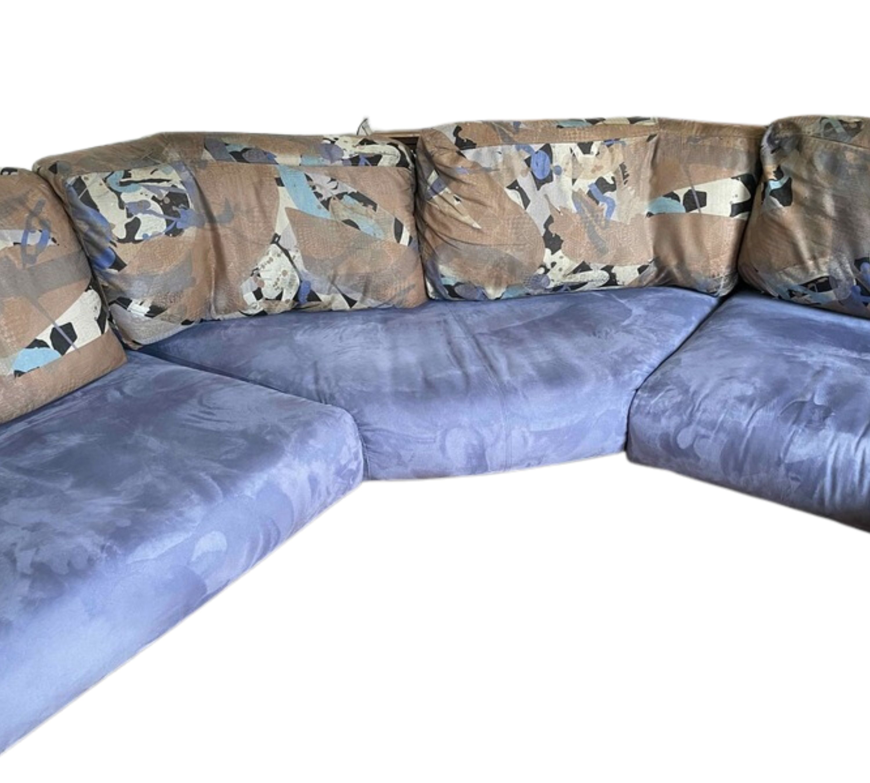 Vintage Ecksofa Samt Mehrfarbig