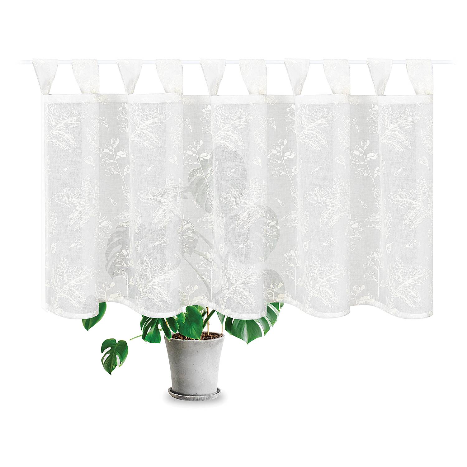 Schlaufenbistrogardine Dibus Polyester Weiß