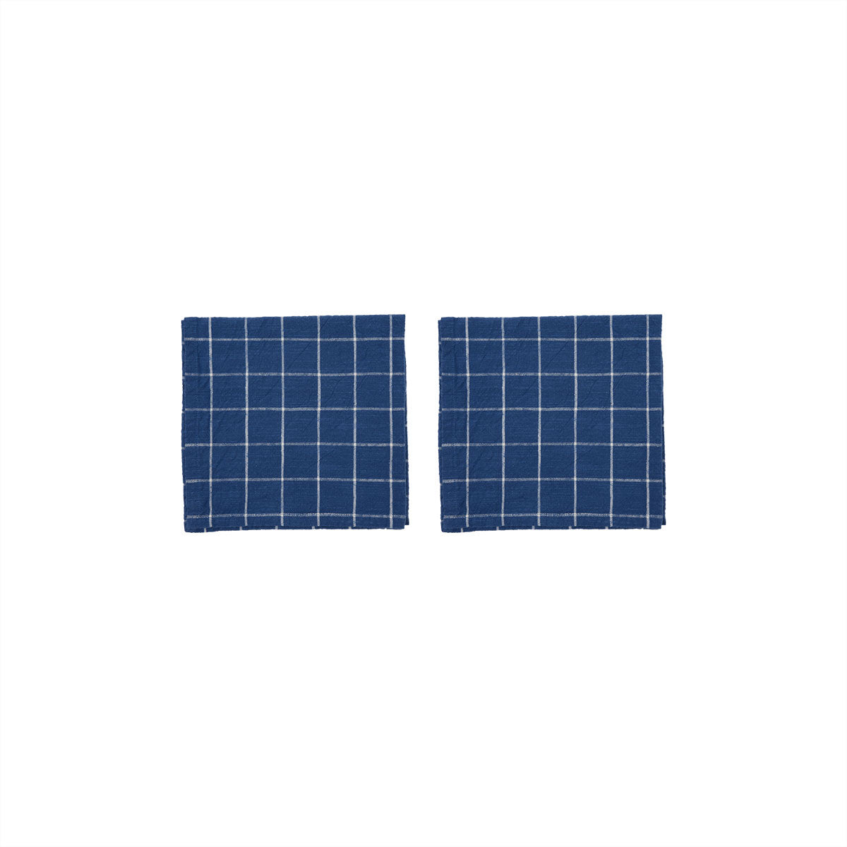 2x Grid Serviette Bio-Baumwolle Blau Kariert