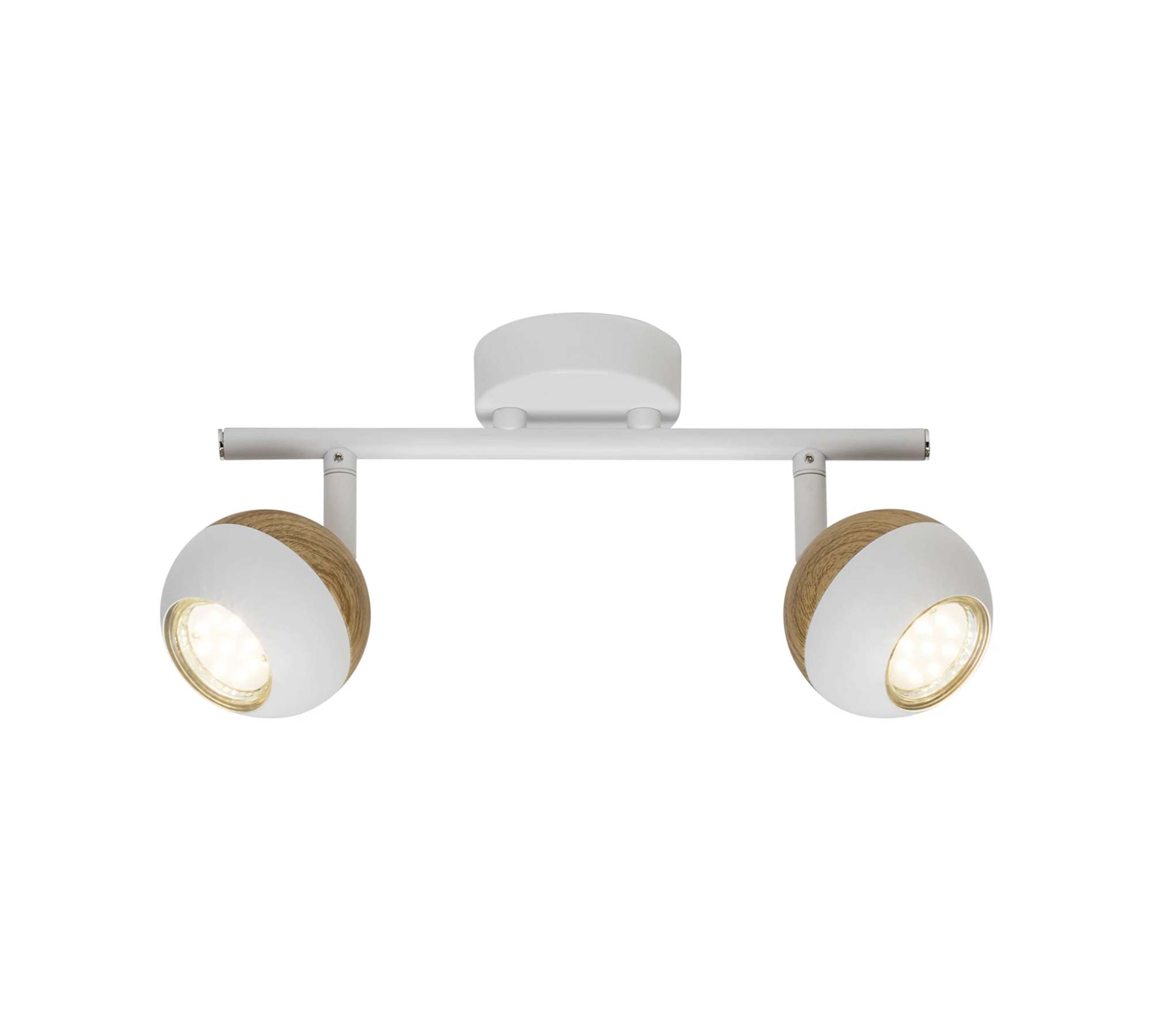 2-flame LED ceiling spotlight plastic wood white
