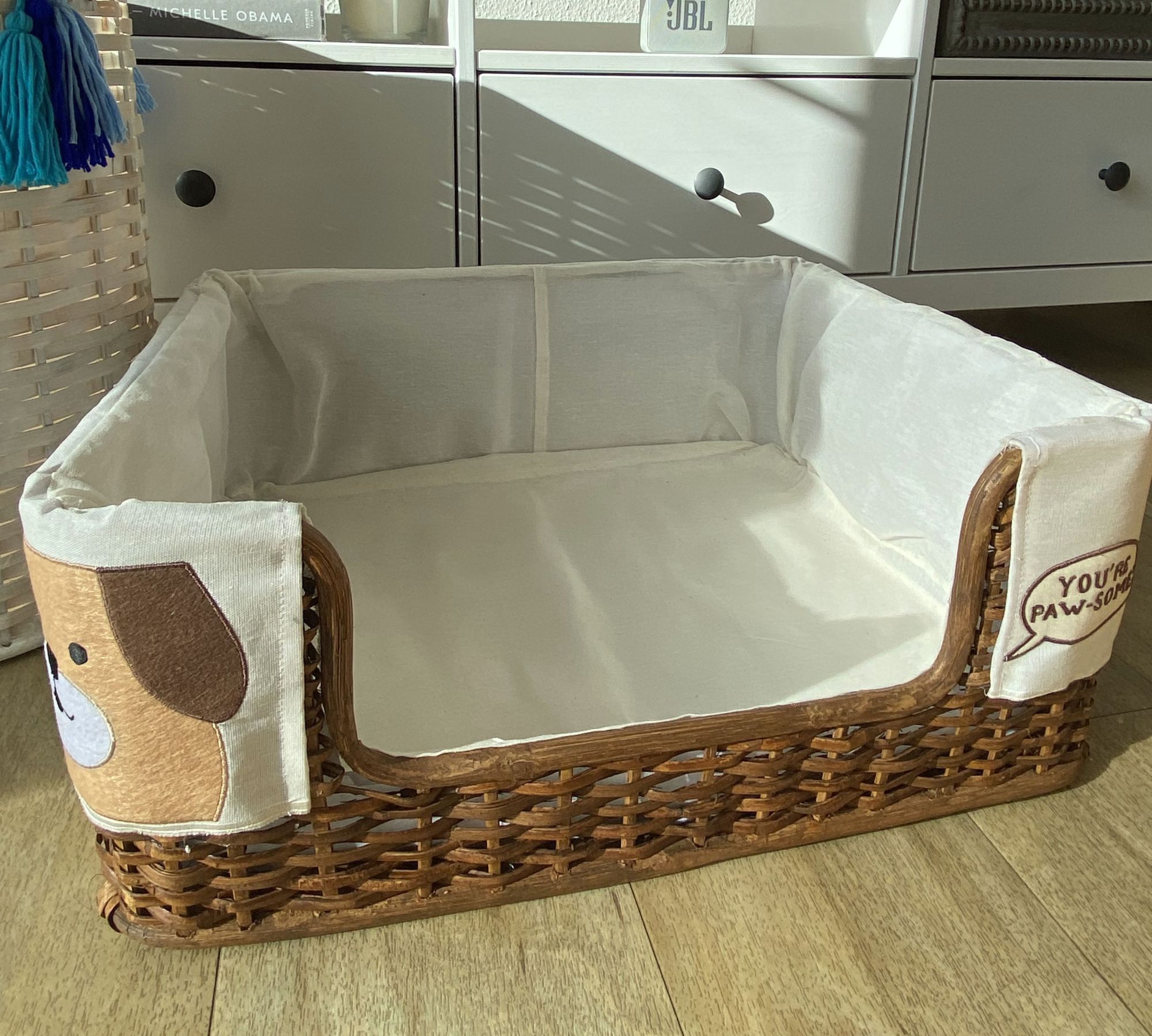 Hundebett Mittel Rattan Braun