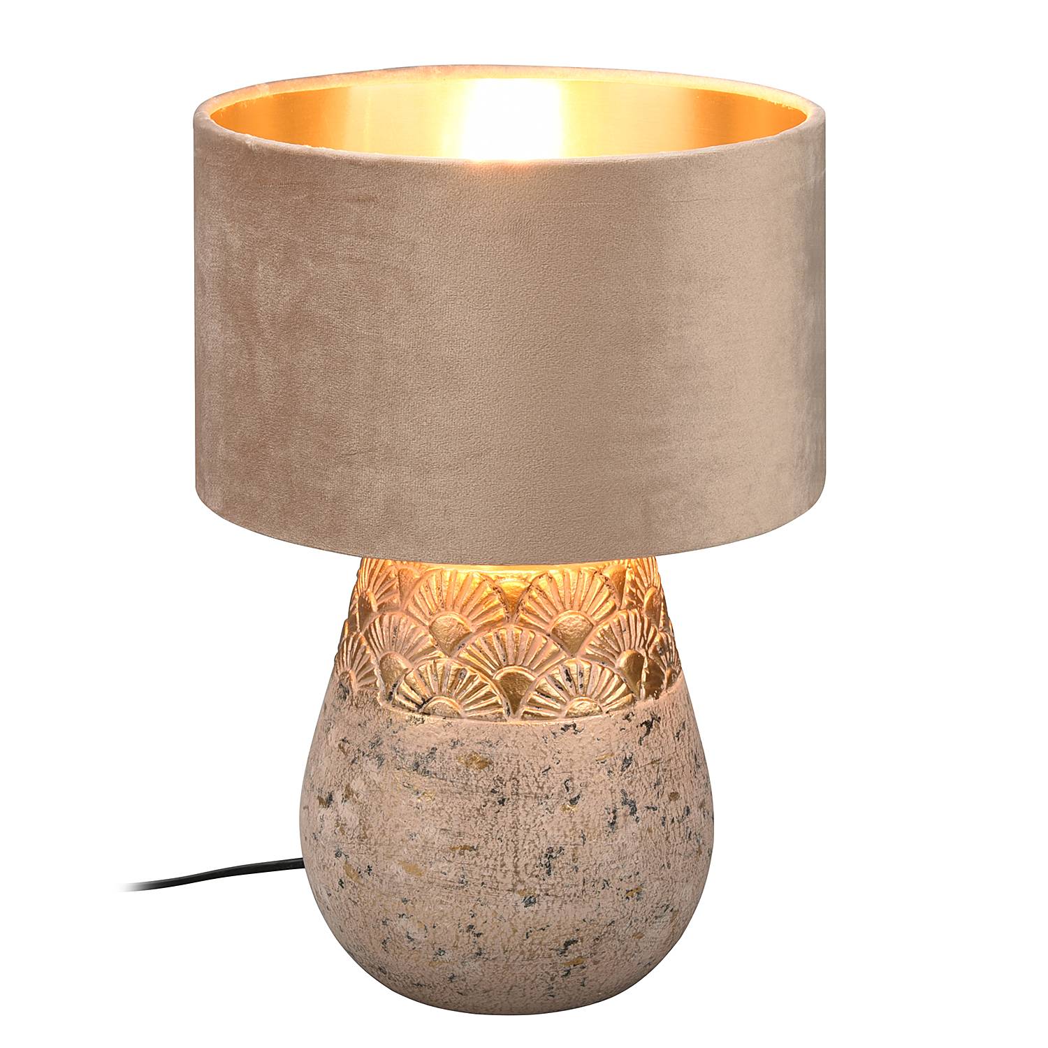 Table lamp Kiran 1-light velvet ceramic grey
